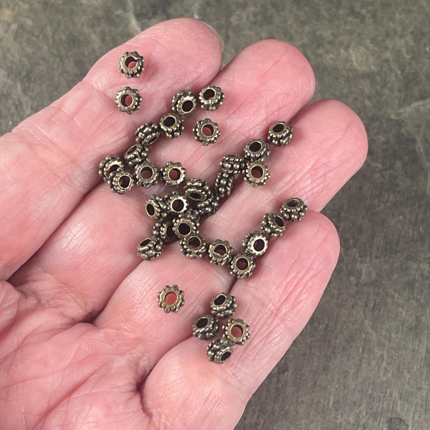 Antiqued Bronze Spacer Beads, 5x3mm with 2mm Hole - Nickel Free Bronze Rondelle Spacer (Q063-27AB) * Qty. 250