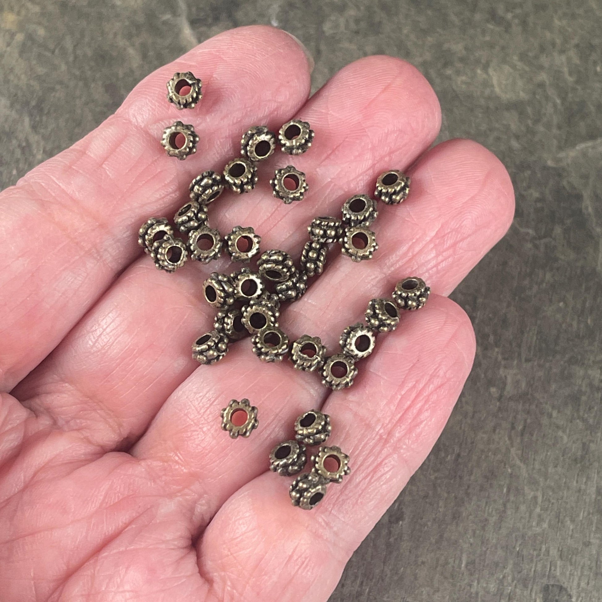 Antiqued Bronze Spacer Beads, 5x3mm with 2mm Hole - Nickel Free Bronze Rondelle Spacer (Q063-27AB) * Qty. 250