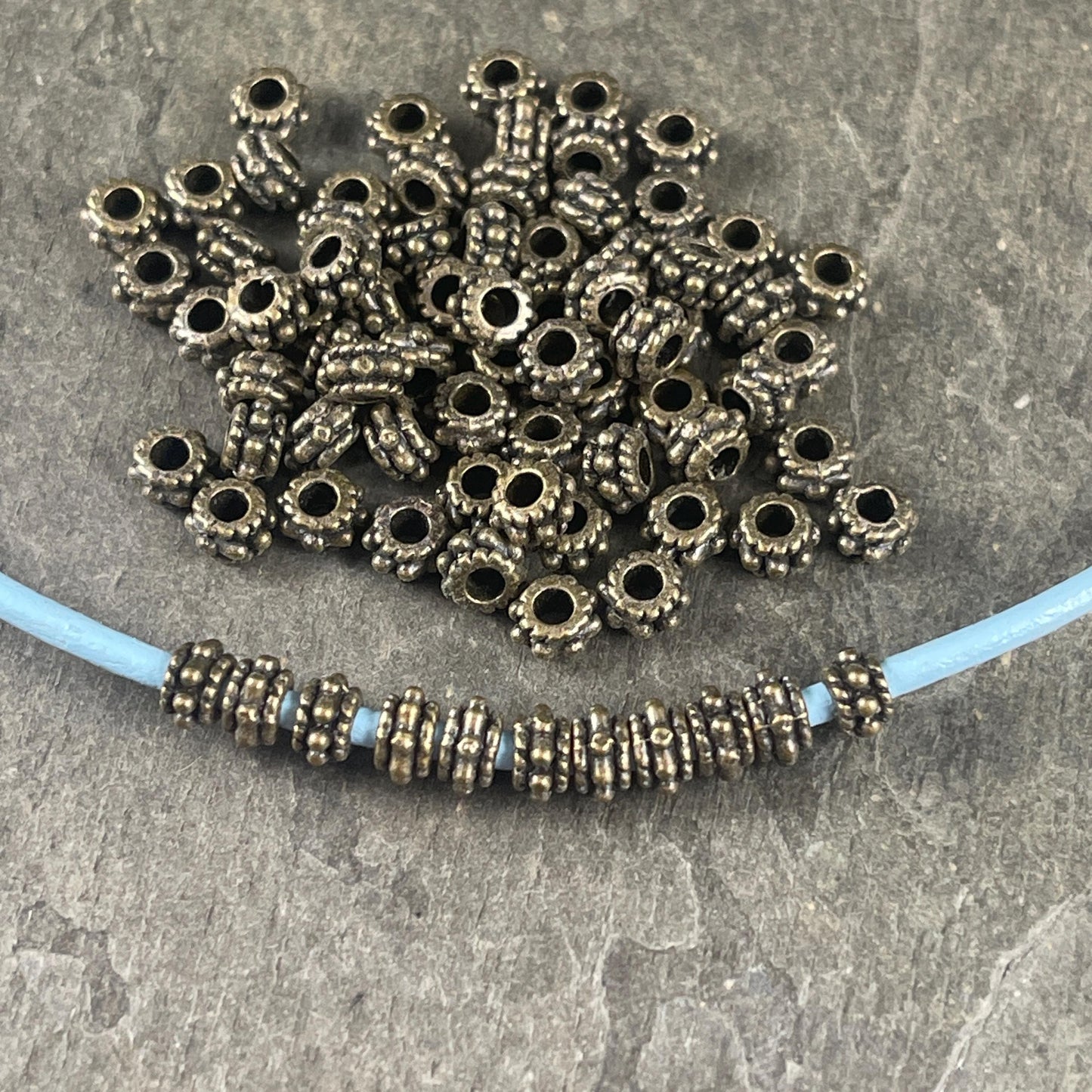 Antiqued Bronze Spacer Beads, 5x3mm with 2mm Hole - Nickel Free Bronze Rondelle Spacer (Q063-27AB) * Qty. 250