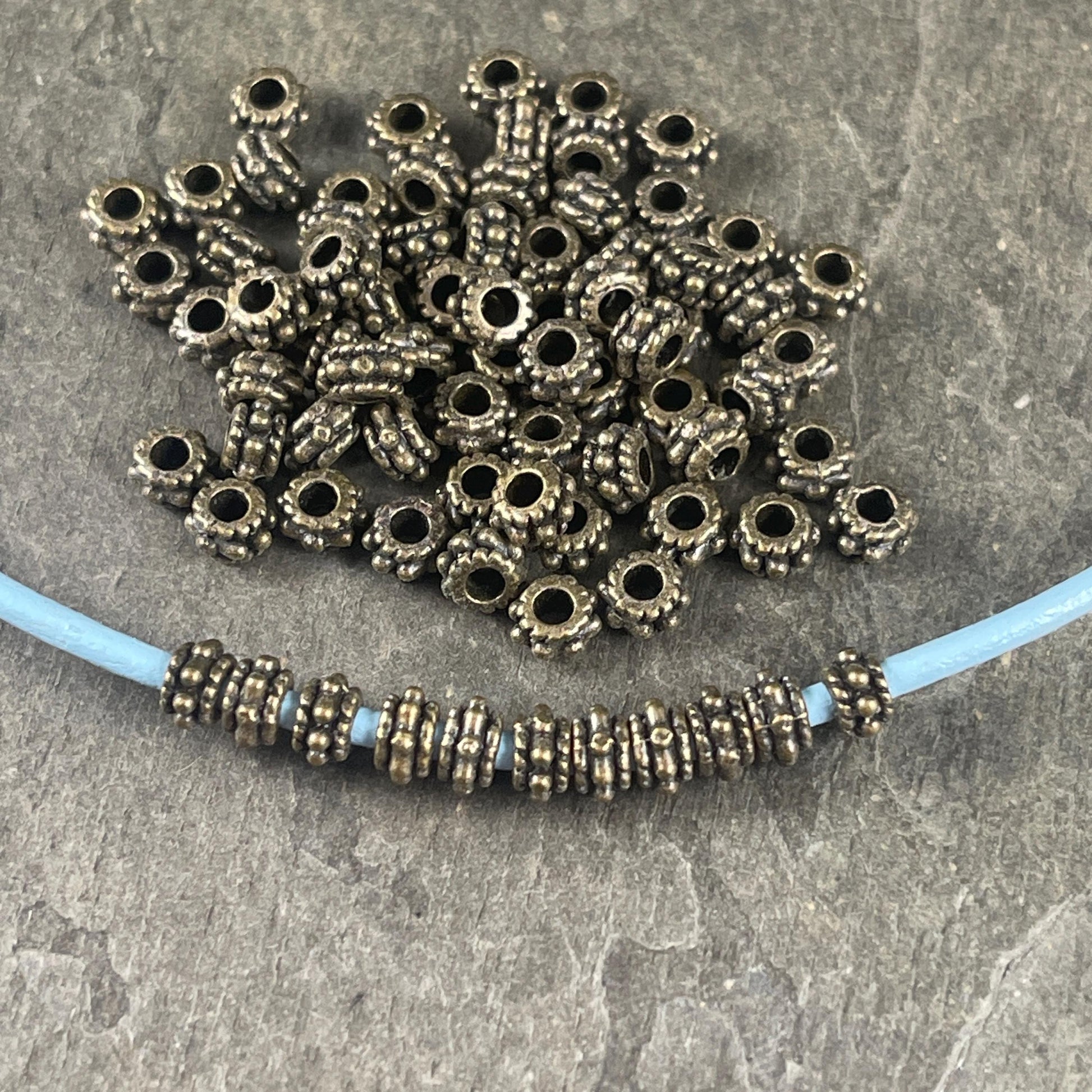 Antiqued Bronze Spacer Beads, 5x3mm with 2mm Hole - Nickel Free Bronze Rondelle Spacer (Q063-27AB) * Qty. 250