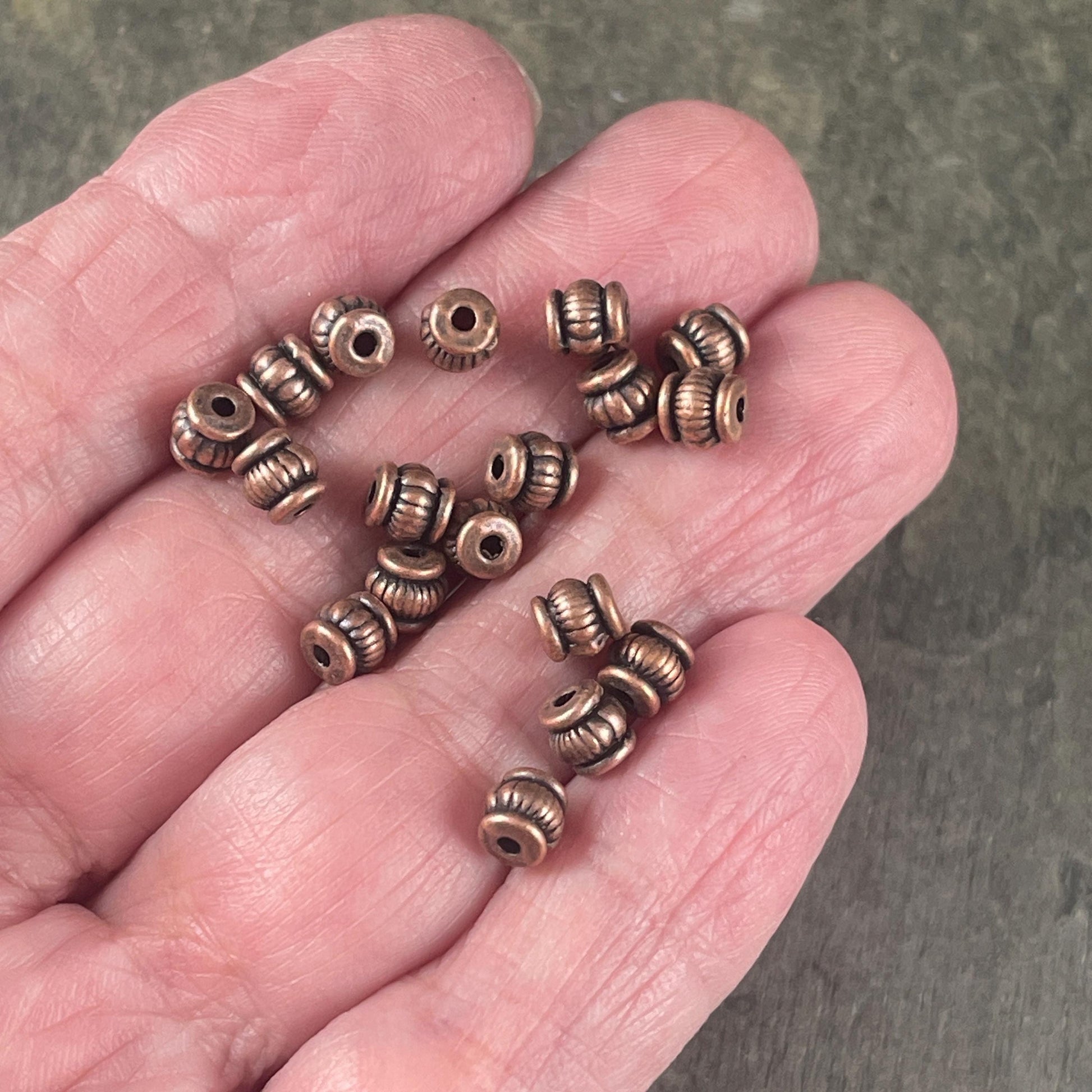 Antiqued Copper Bead, 5x5mm Barrel Bead with 1mm Hole, Nickel Free Metal Spacer Beads (Q043-R) * Qty. 100