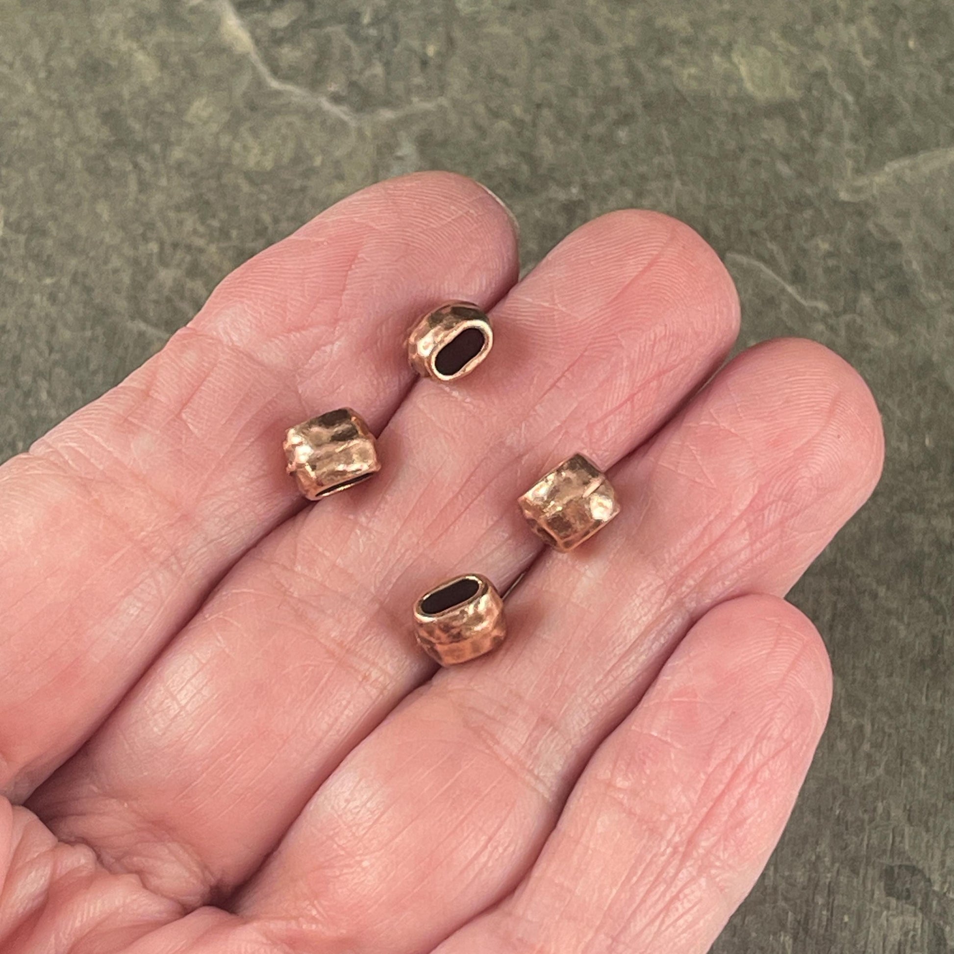 TierraCast Antiqued Copper Crimpable Large Hole Oval Bead, Distressed 4x2mm Barrel Bead (PF/881-87) BULK BAG * Qty. 20