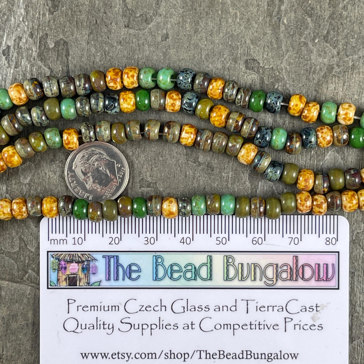 Czech Glass Beads - 2/0 Seed Bead Mix, 6mm Turquoise, Green, Brown, Beige and Black Picasso (2/0-Jade) * 20" Strand