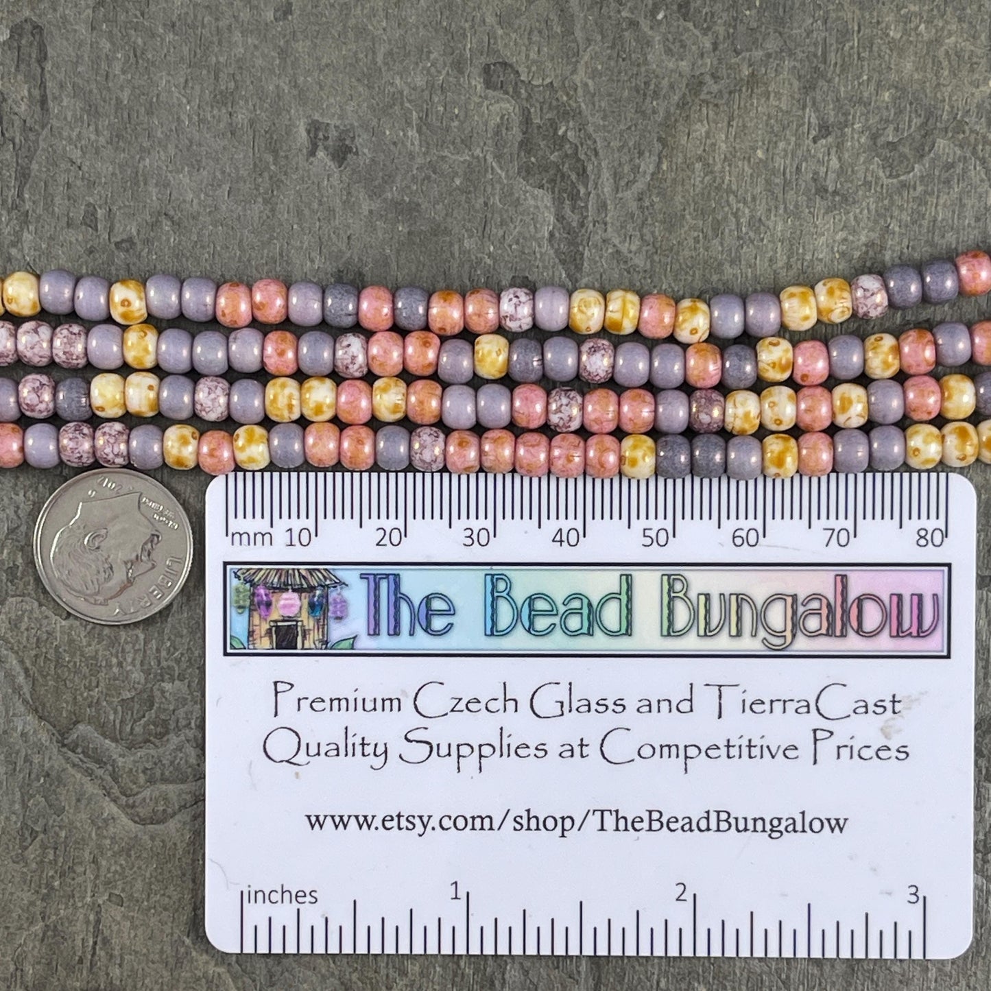 Aged Picasso Seed Beads - 4/0 Lavender and Pink Seed Bead Mix, 5x4mm Purple and Pink (4/0-ChBlossom) * 20" strand