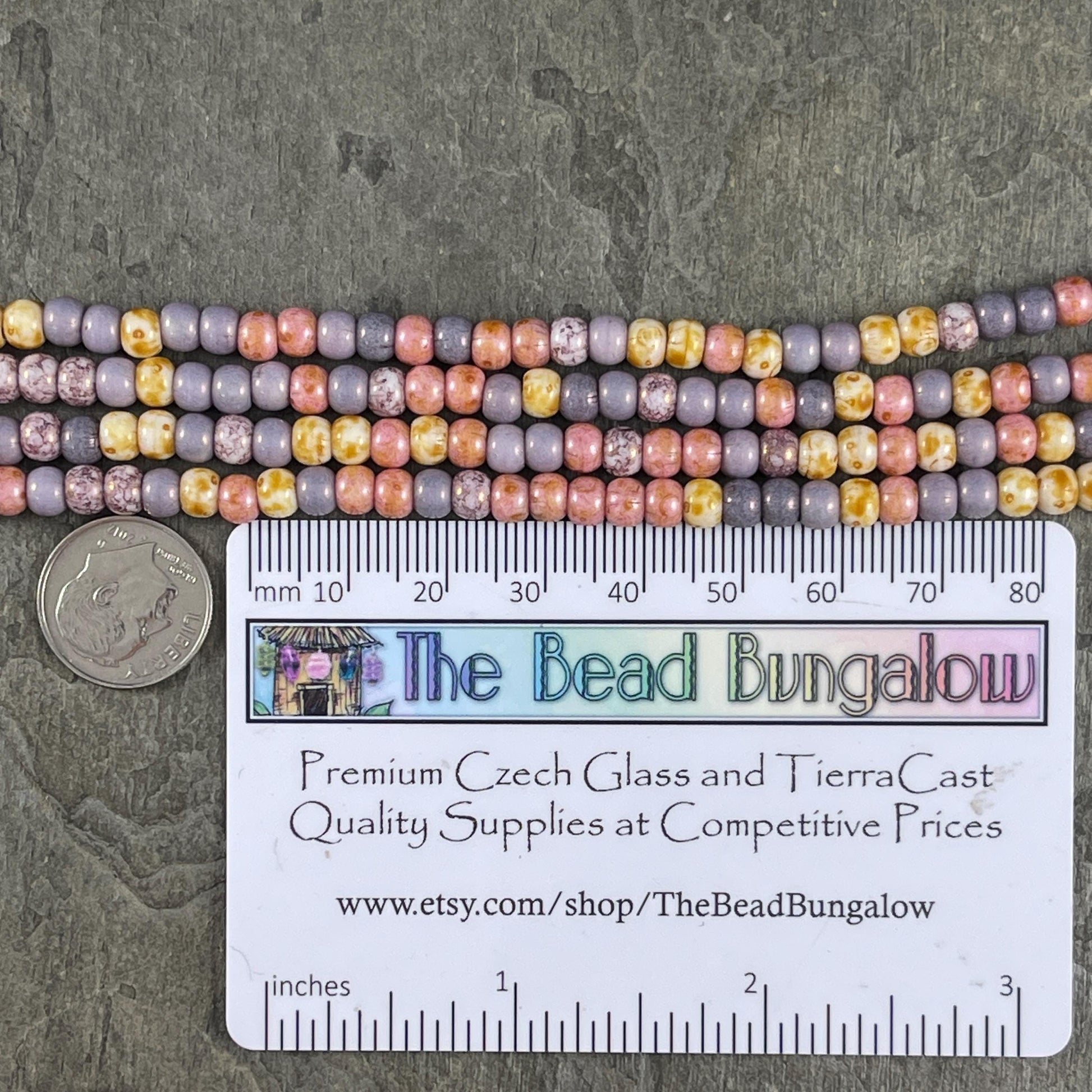 Aged Picasso Seed Beads - 4/0 Lavender and Pink Seed Bead Mix, 5x4mm Purple and Pink (4/0-ChBlossom) * 20" strand