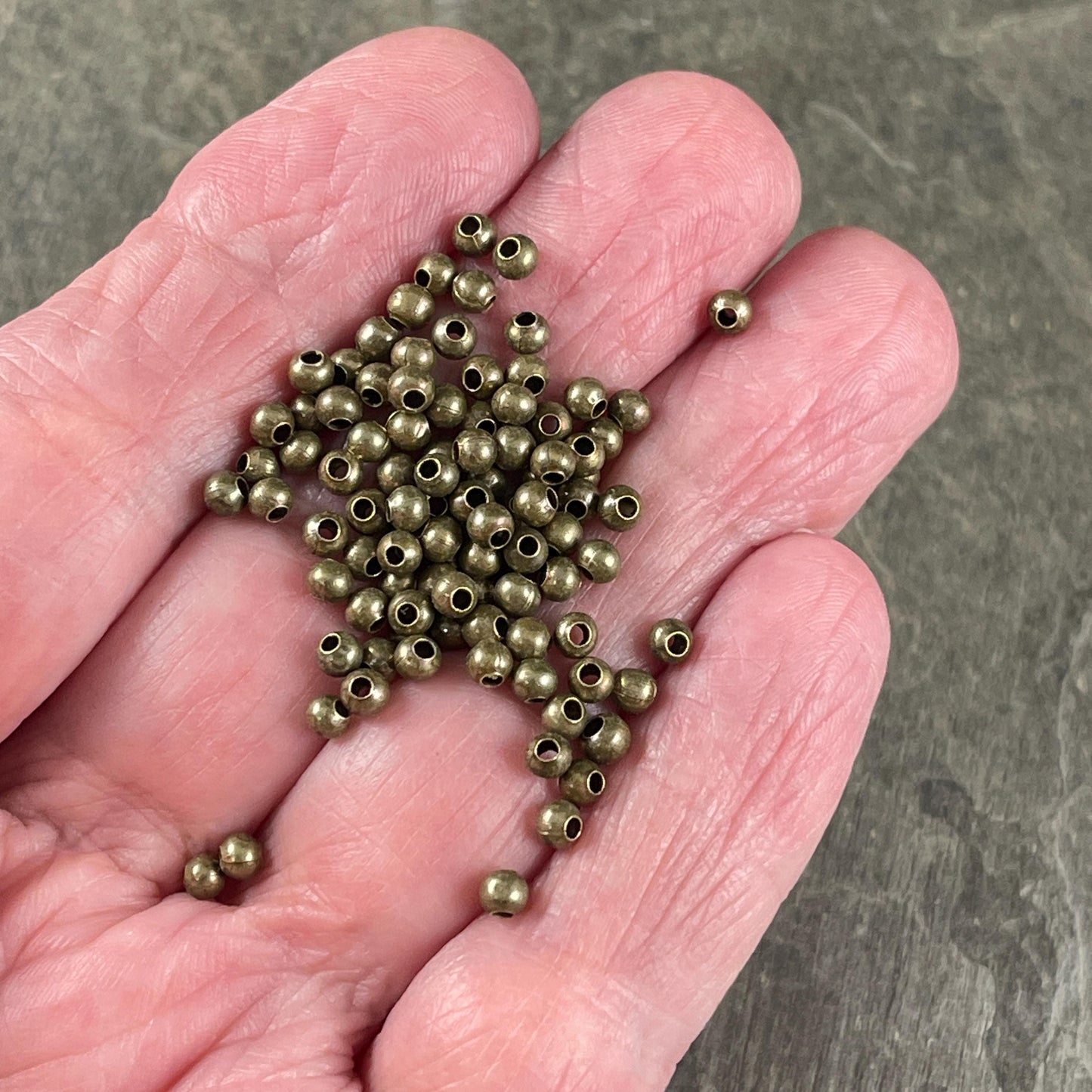 3mm Antiqued Brass Spacer Beads, Nickel Free, Tiny Spacers (E006-AB) * Qty. 500