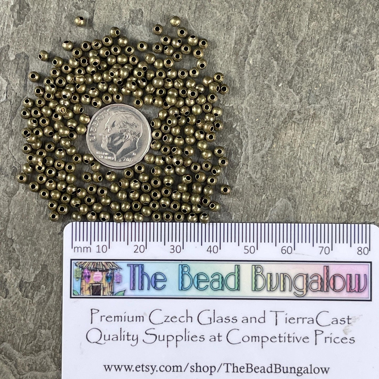 3mm Antiqued Brass Spacer Beads, Nickel Free, Tiny Spacers (E006-AB) * Qty. 500