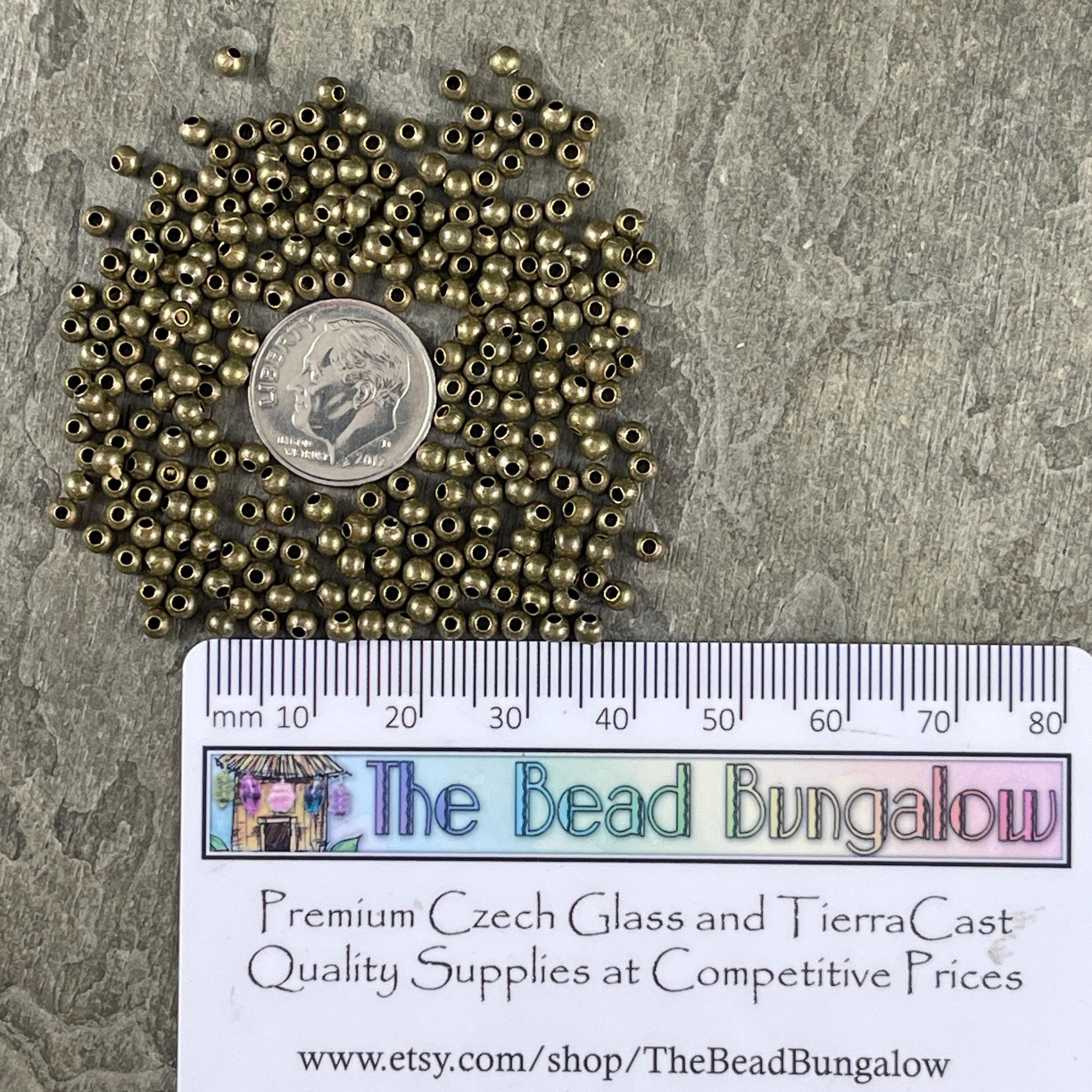 3mm Antiqued Brass Spacer Beads, Nickel Free, Tiny Spacers (E006-AB) * Qty. 500