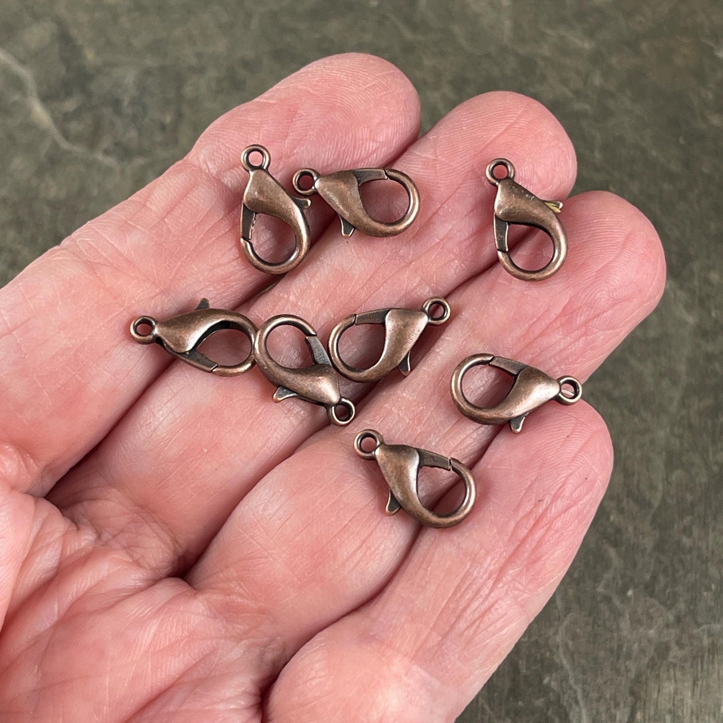 Antiqued Copper Lobster Clasp, Nickel Free 15x9mm Lobster Clasp (E105-R-NF) * Qty. 25