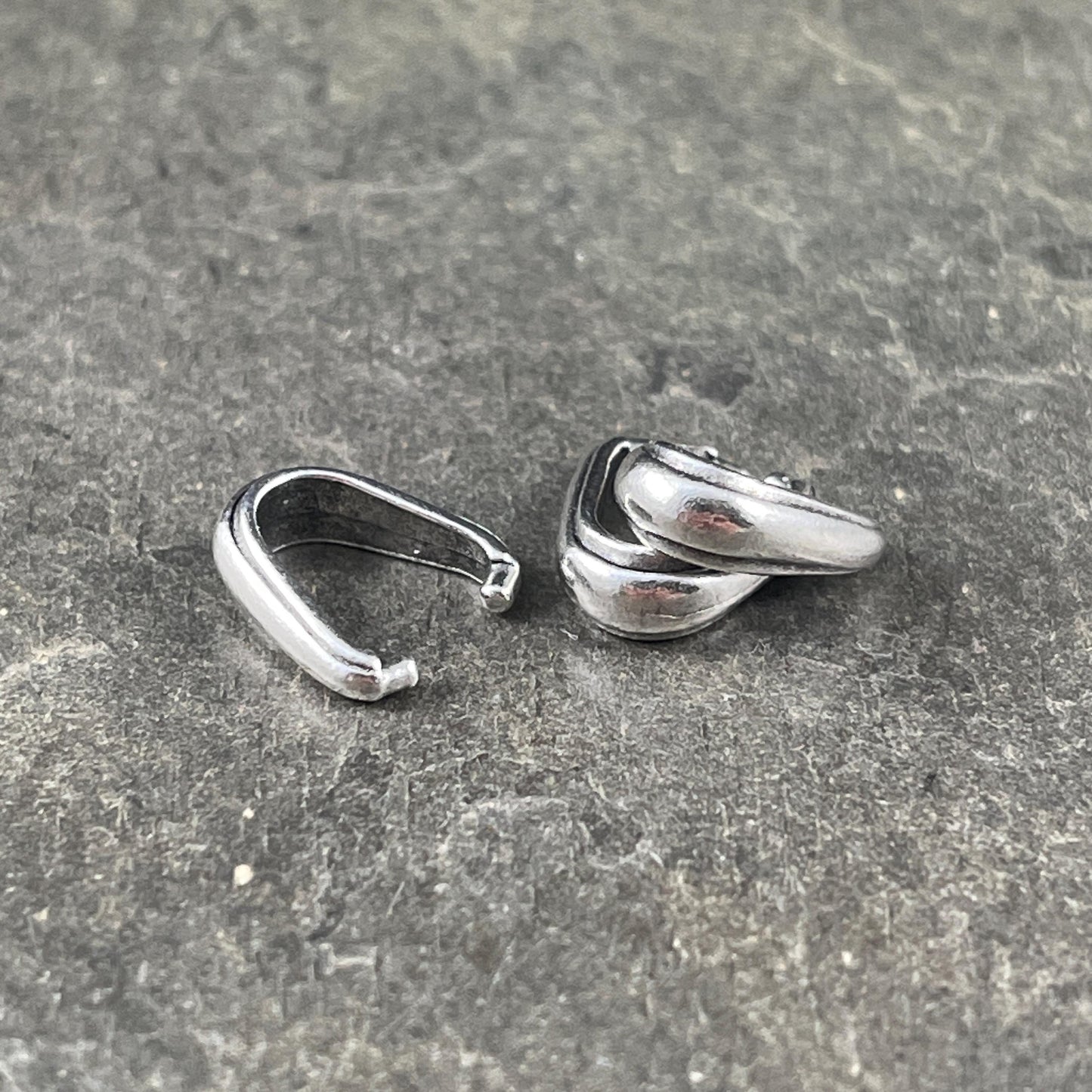 TierraCast 12mm Nouveau Pinch Bail, Antiqued Silver Medium Size Bail (PF/876-77) * Qty. 4
