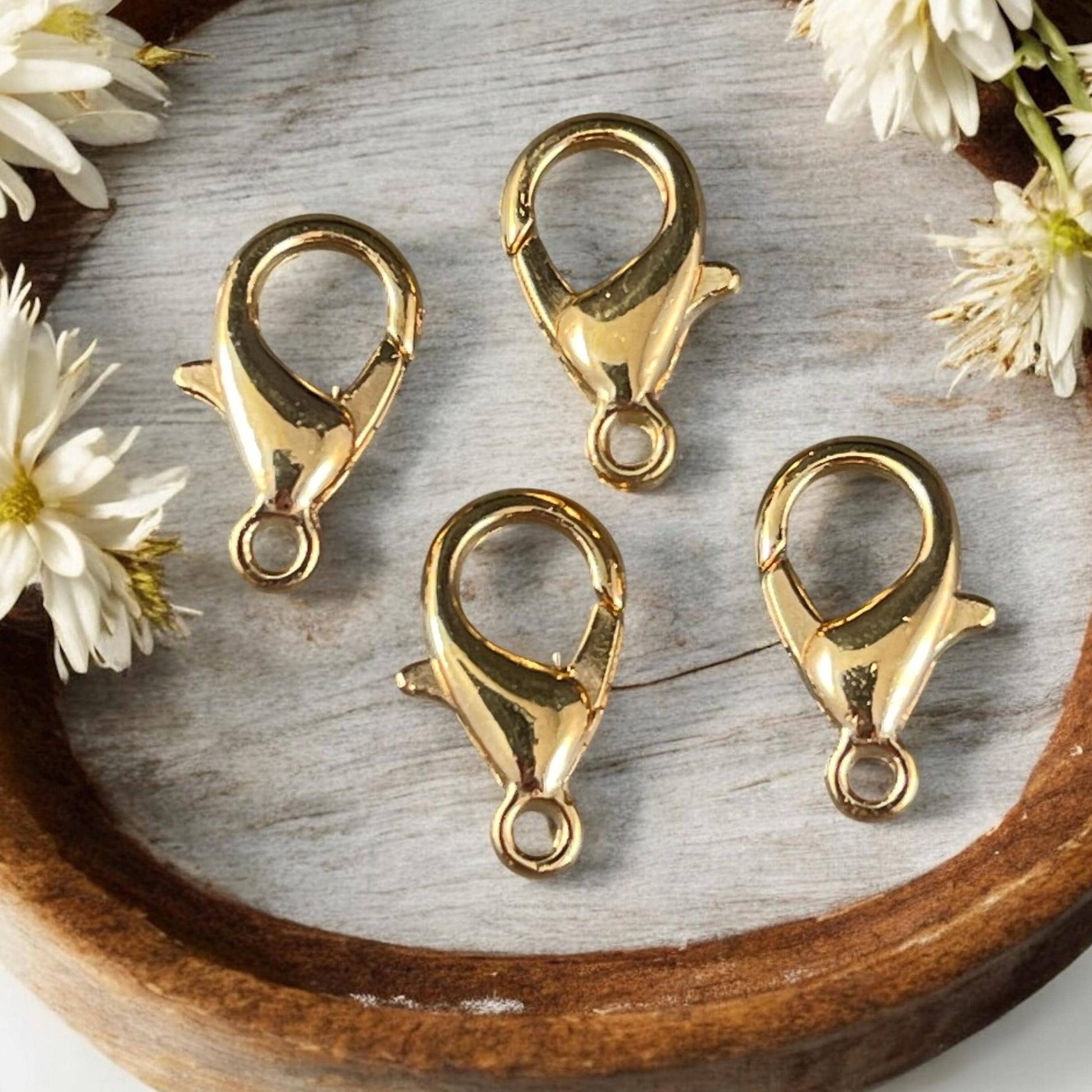 24k Gold Plated Lobster Clasp, 15x8mm Lobster Clasp, Nickel Free (PF/605-15-12) * Qty. 8