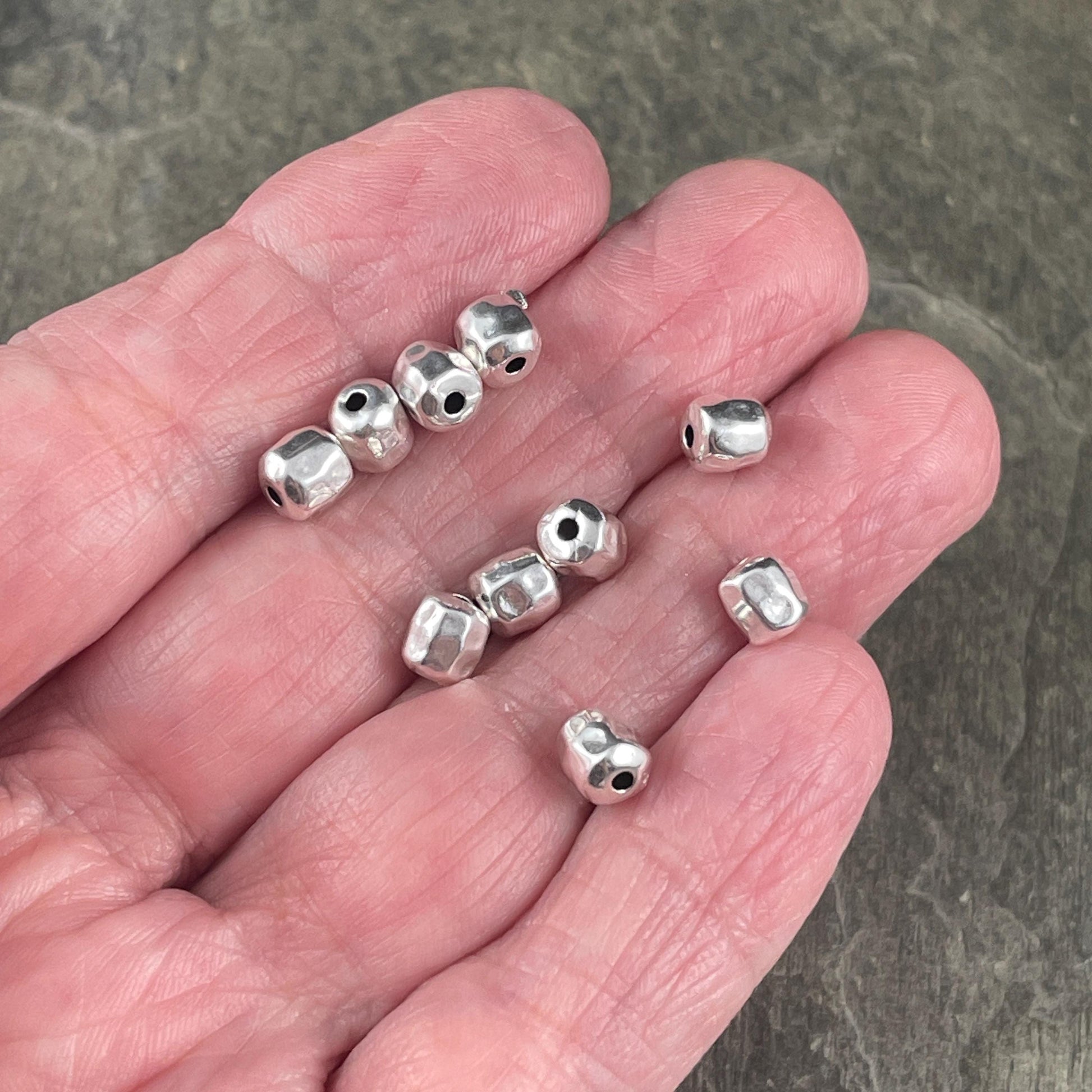 Antiqued Silver Nugget, 5.5mm Organic Shaped Nugget Bead with 1.5mm Hole (PF/11037-00-77) * Qty. 20
