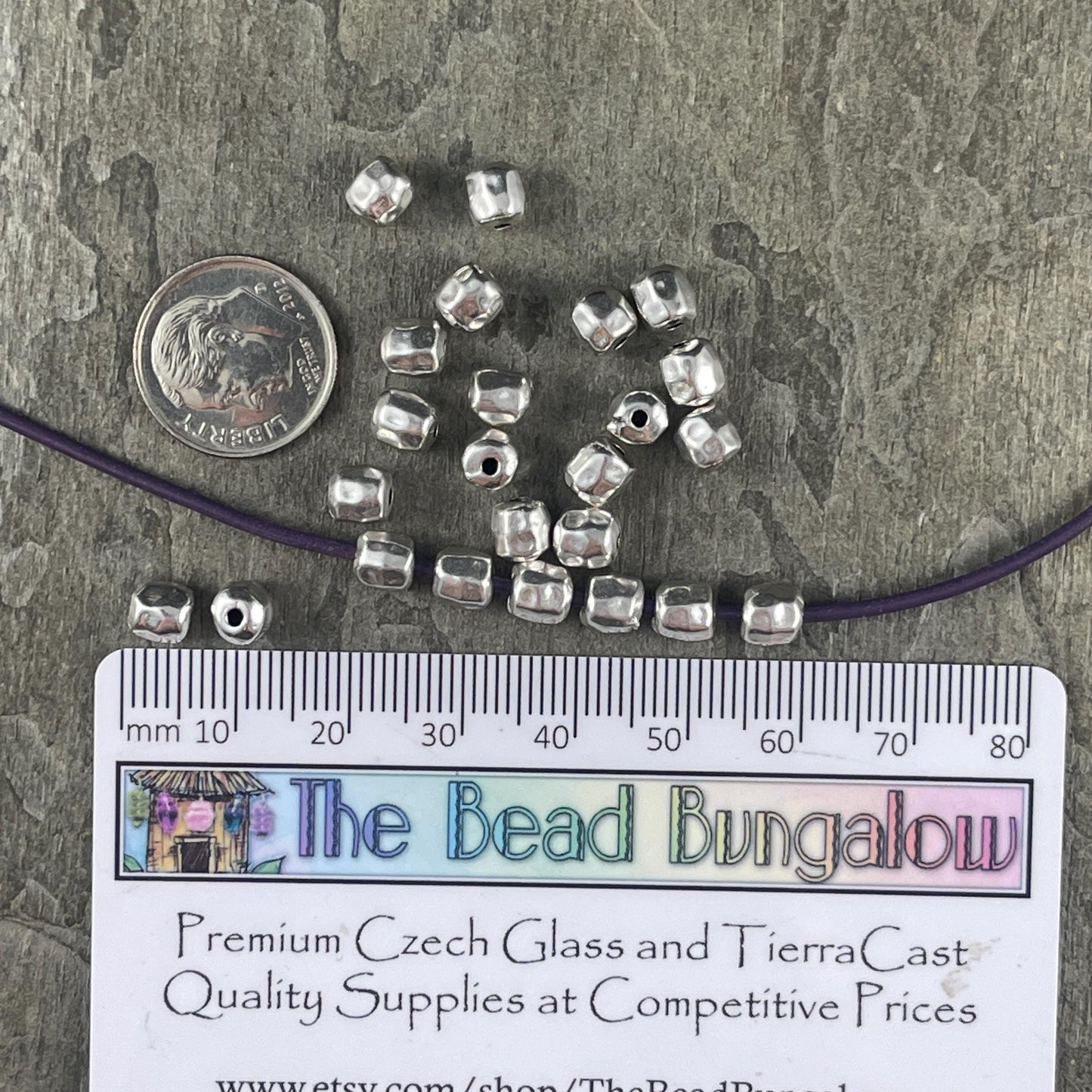 Antiqued Silver Nugget, 5.5mm Organic Shaped Nugget Bead with 1.5mm Hole (PF/11037-00-77) * Qty. 20
