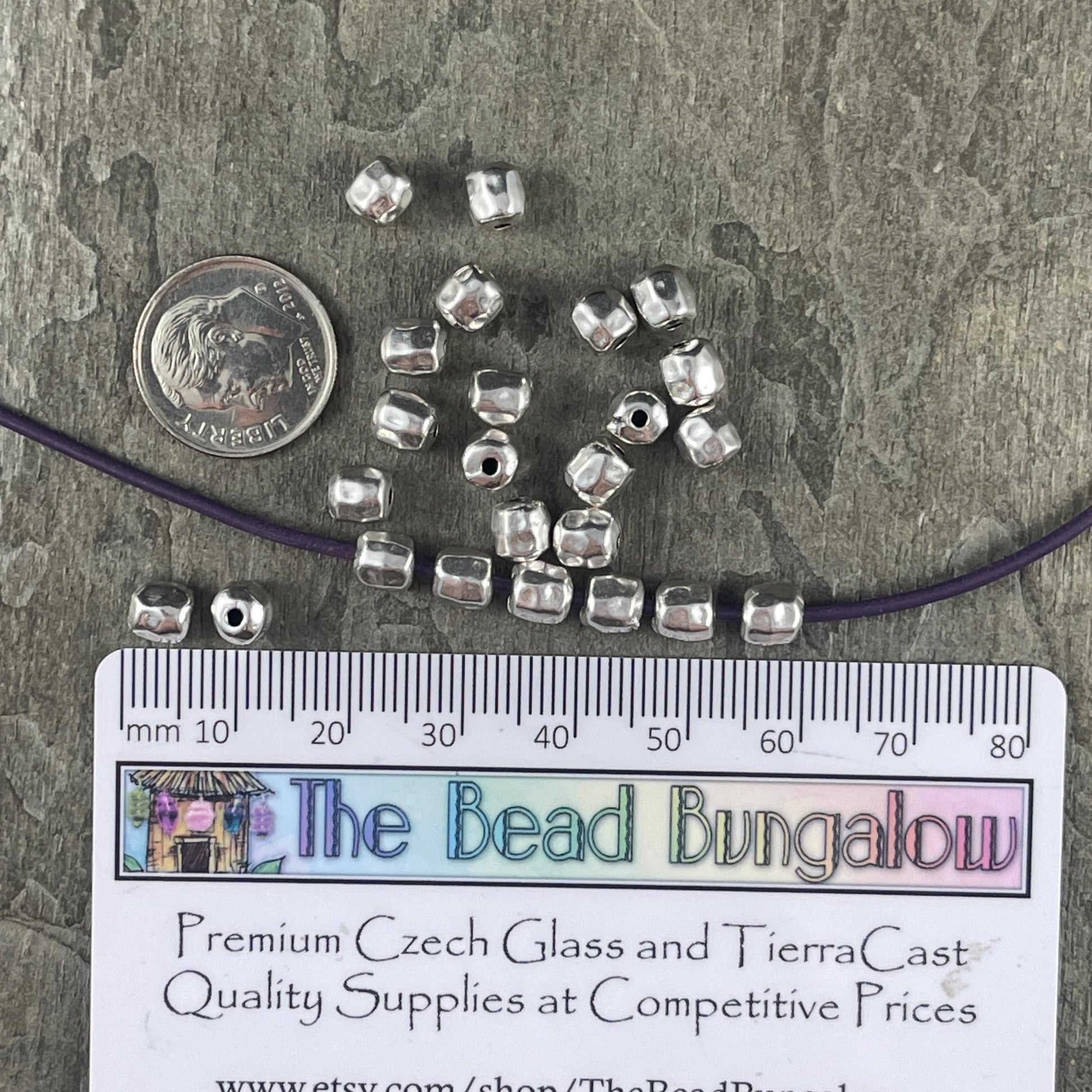 Antiqued Silver Nugget, 5.5mm Organic Shaped Nugget Bead with 1.5mm Hole (PF/11037-00-77) * Qty. 20