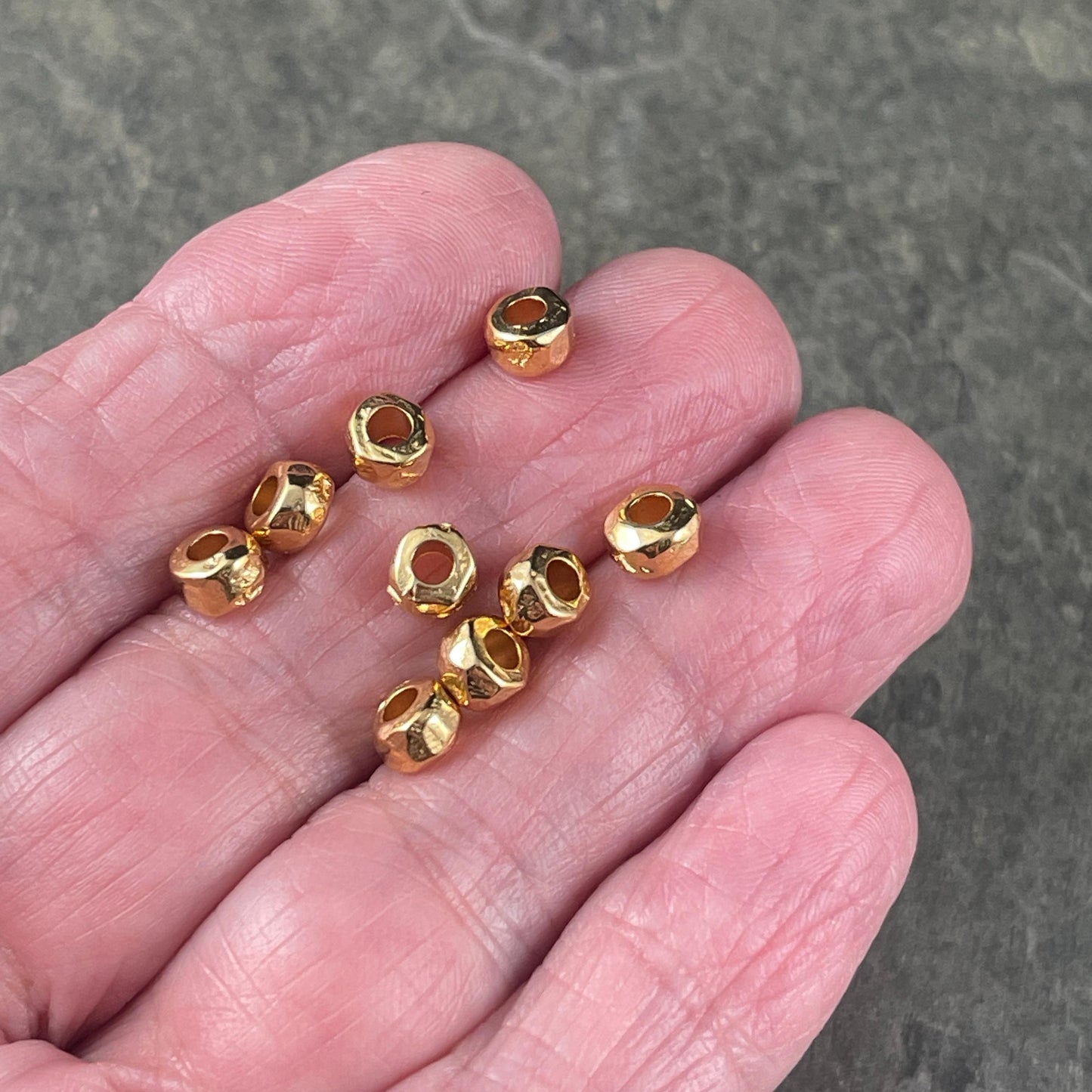 24k Gold Rondelle with Large Hole, 5.5mm Organic Shaped Nugget Bead with 2.5mm Hole, Nickel Free (PF/2788-25-12) * Qty. 20