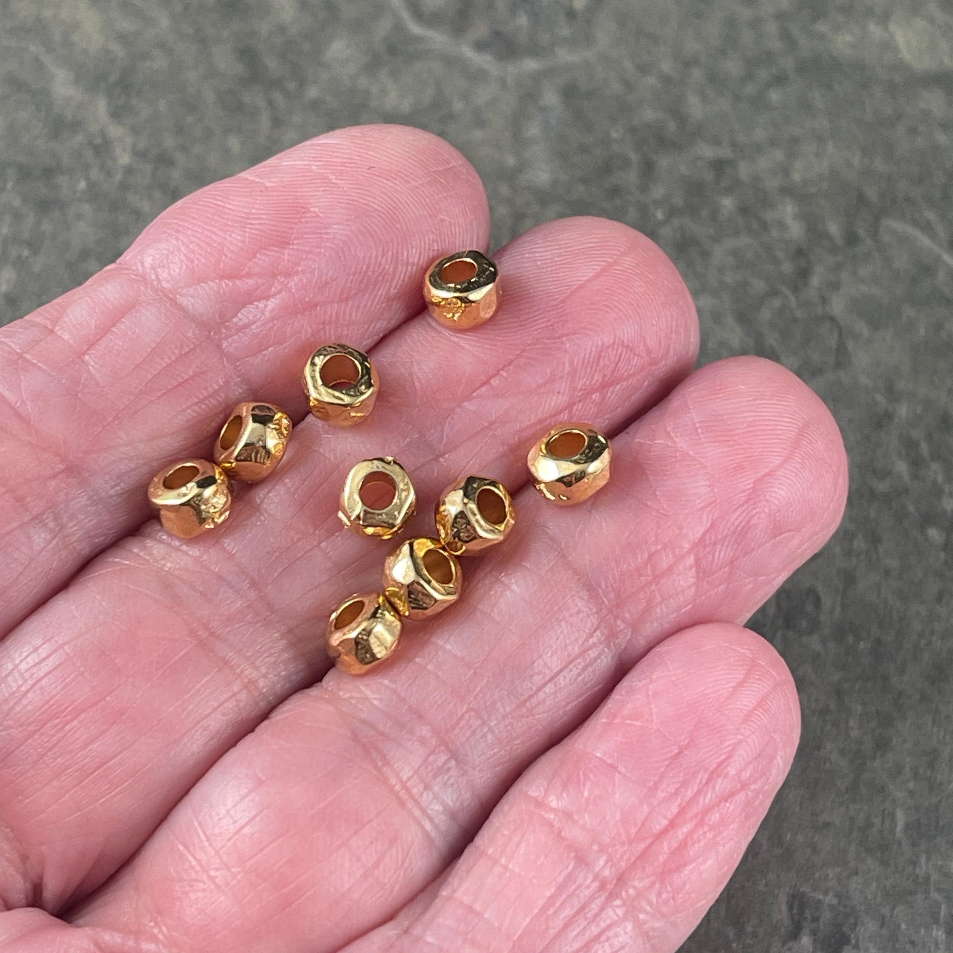 24k Gold Rondelle with Large Hole, 5.5mm Organic Shaped Nugget Bead with 2.5mm Hole, Nickel Free (PF/2788-25-12) * Qty. 20