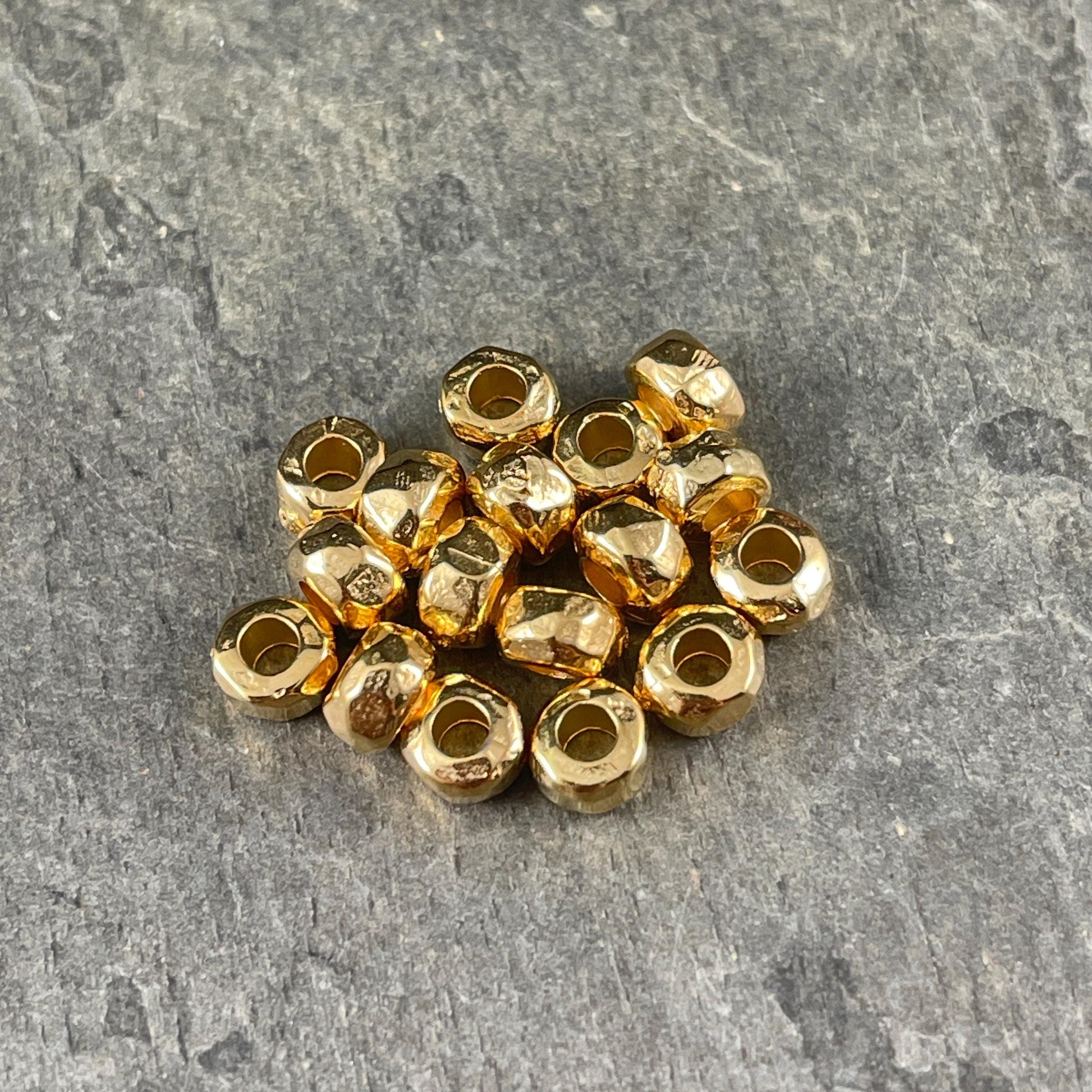24k Gold Rondelle with Large Hole, 5.5mm Organic Shaped Nugget Bead with 2.5mm Hole, Nickel Free (PF/2788-25-12) * Qty. 20