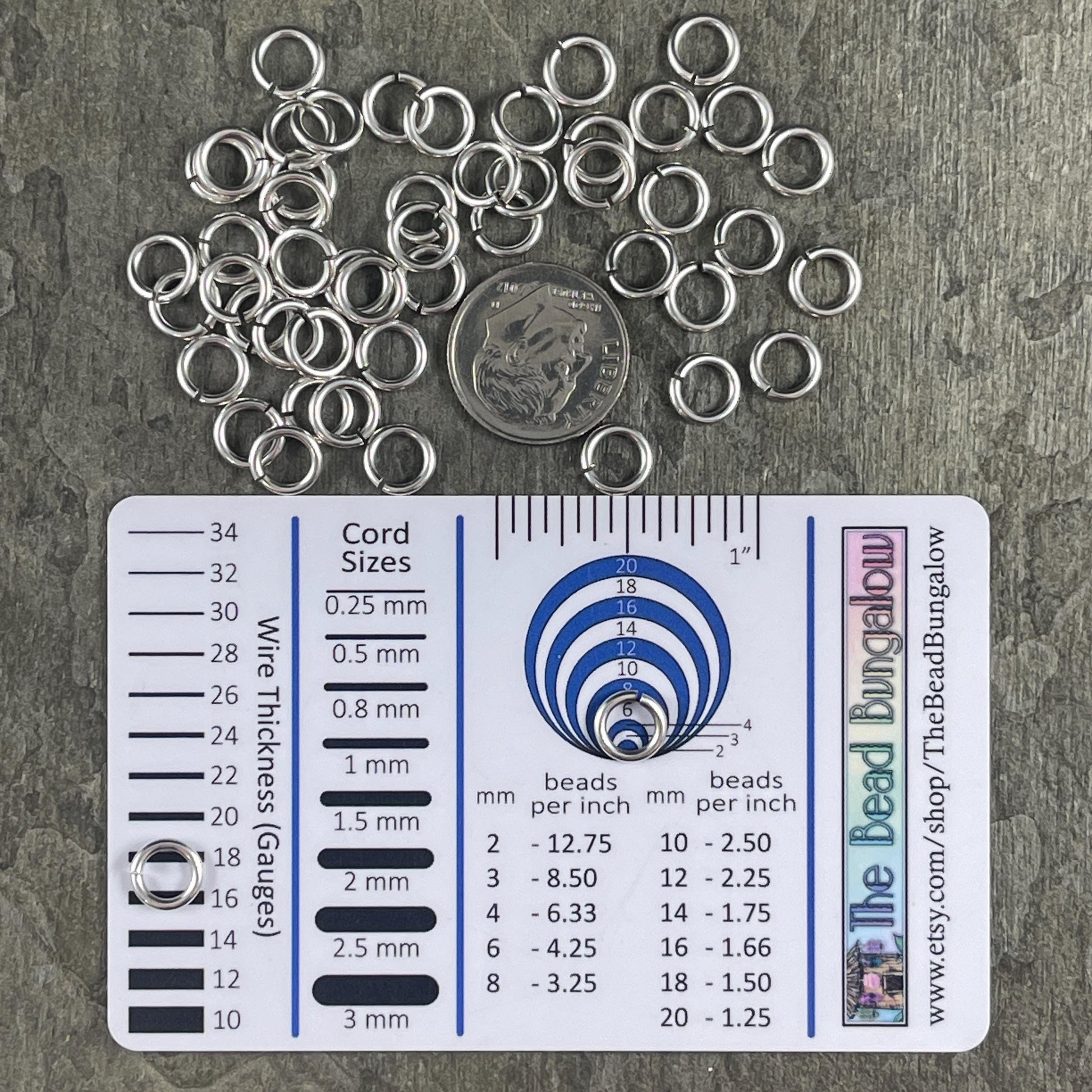 7mm Round Jump Rings, 16g Open, Silver Plated Brass (PF/300651-07-77) * Qty. 100