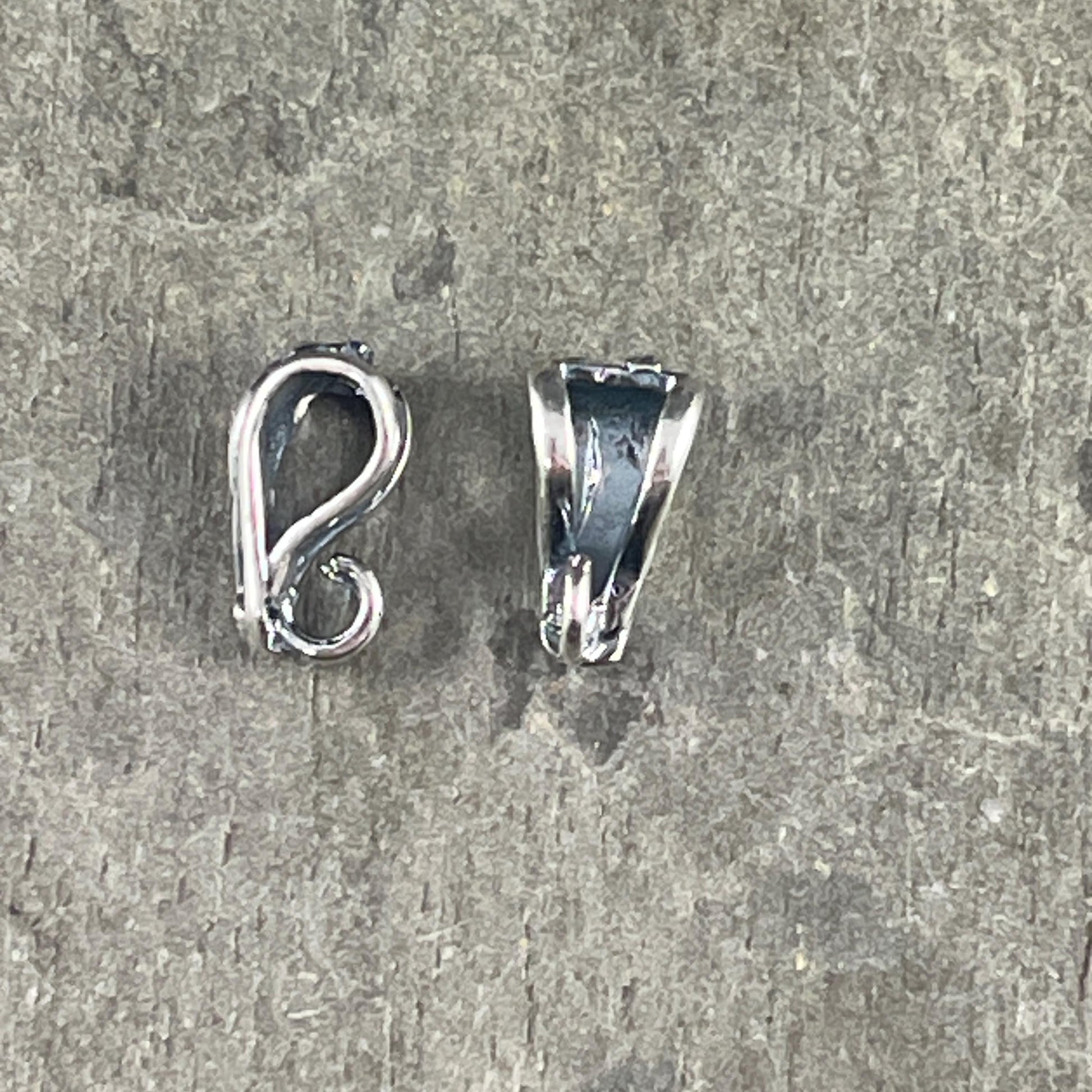 Silver Hidden Loop Bail, 10x5mm Antiqued Silver Plated Brass Bail with 3.5mm opening (FMG/7580) * Qty. 1