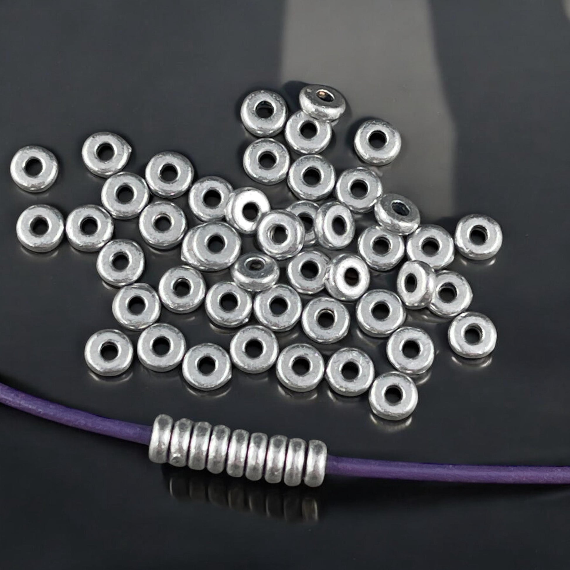 TierraCast 4mm Heishi Rondelle, Small Antiqued Pewter Spacer Bead (PF/401-04) * Qty. 50