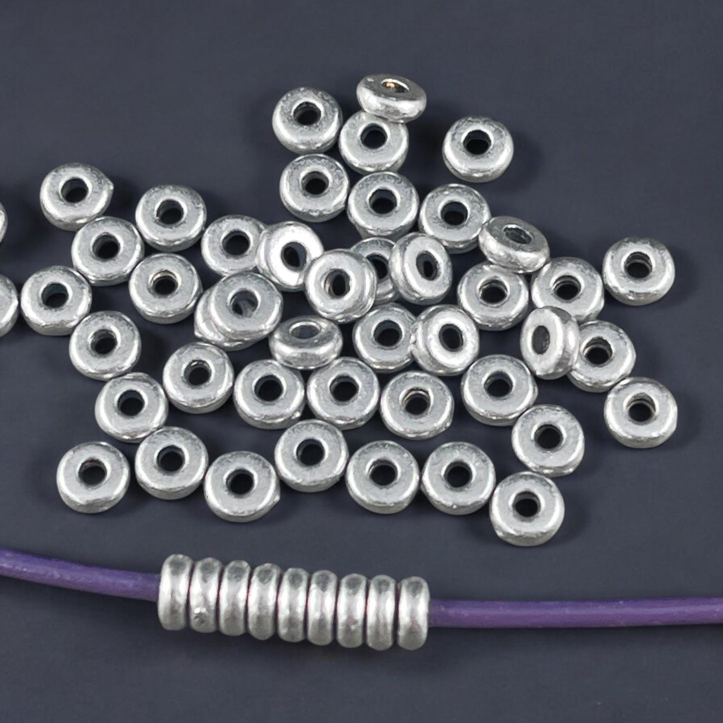 TierraCast 4mm Heishi Rondelle, Small Antiqued Pewter Spacer Bead (PF/401-04) * Qty. 50