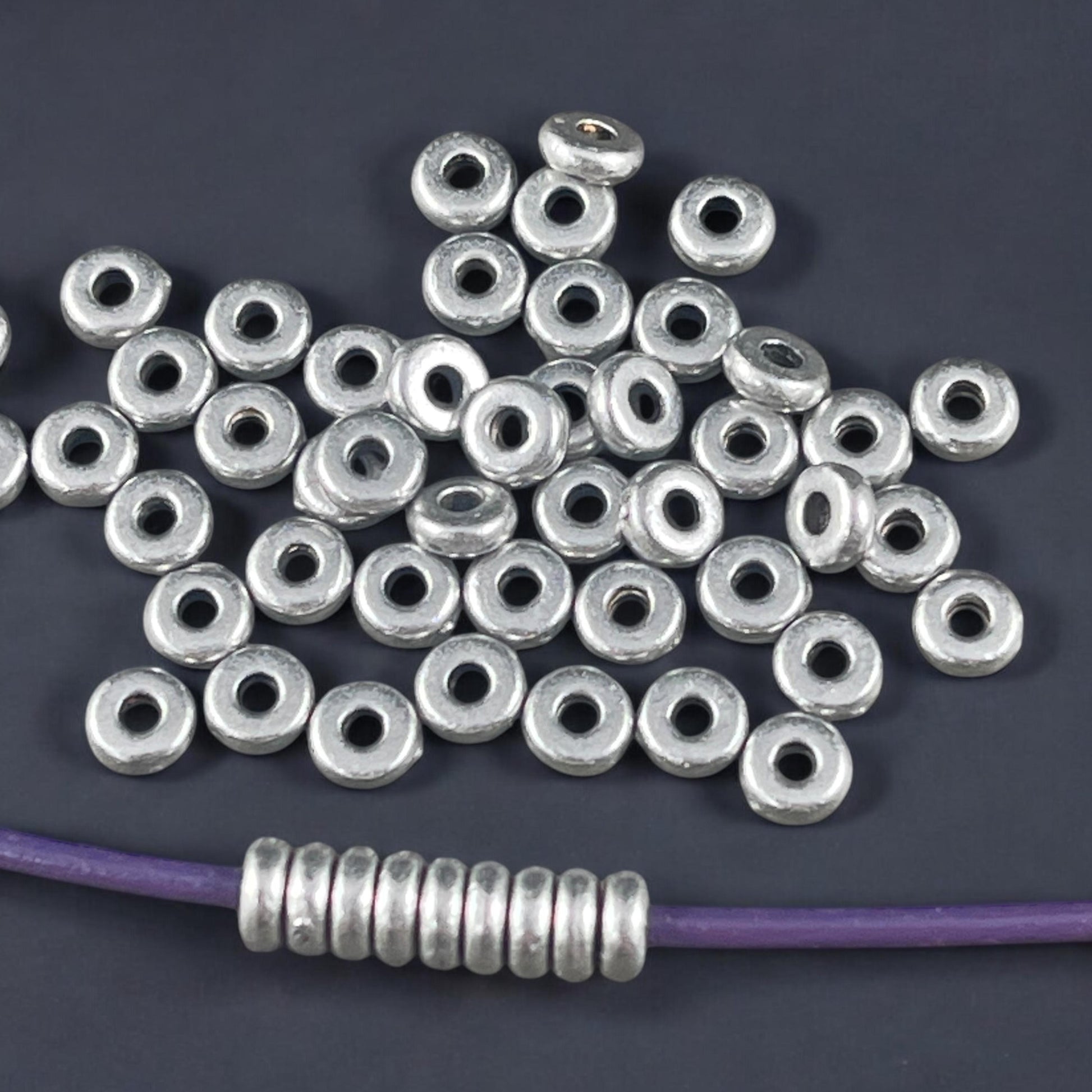 TierraCast 4mm Heishi Rondelle, Small Antiqued Pewter Spacer Bead (PF/401-04) * Qty. 50