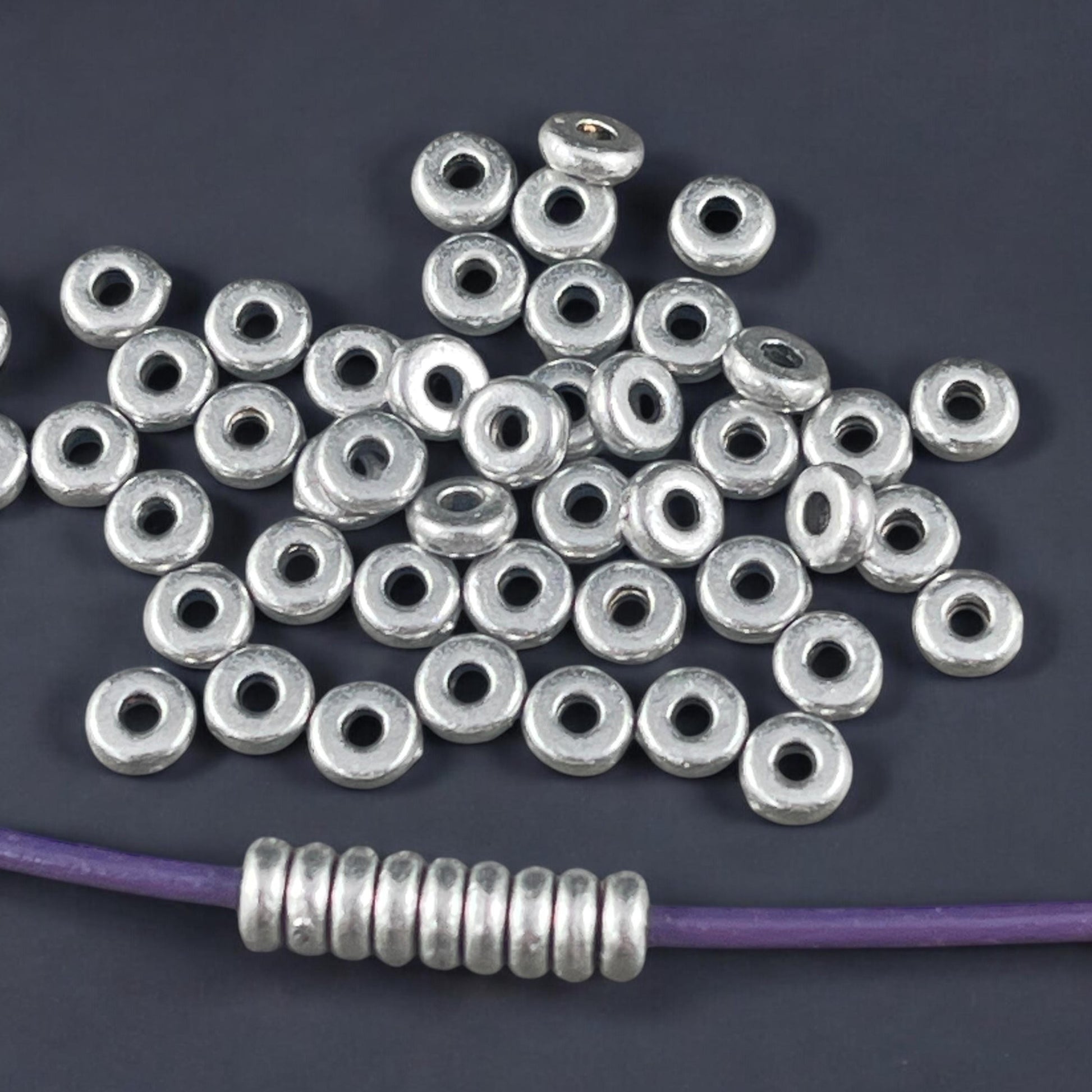 TierraCast 4mm Heishi Rondelle, Small Antiqued Pewter Spacer Bead (PF/401-04) * Qty. 50