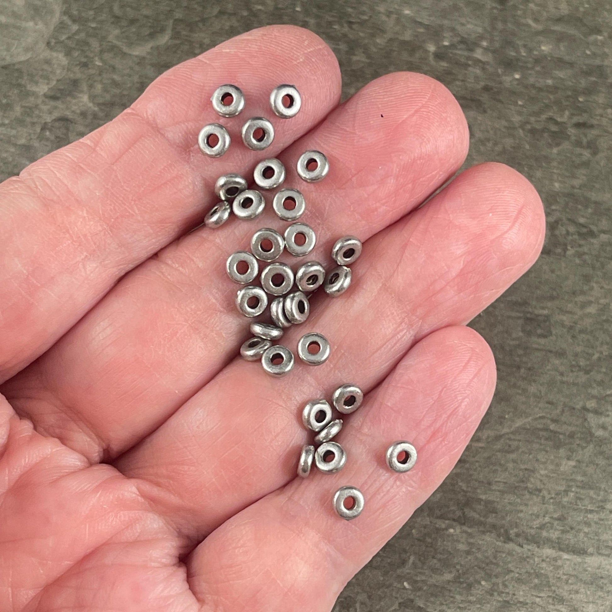 TierraCast 4mm Heishi Rondelle, Small Antiqued Pewter Spacer Bead (PF/401-04) * Qty. 50