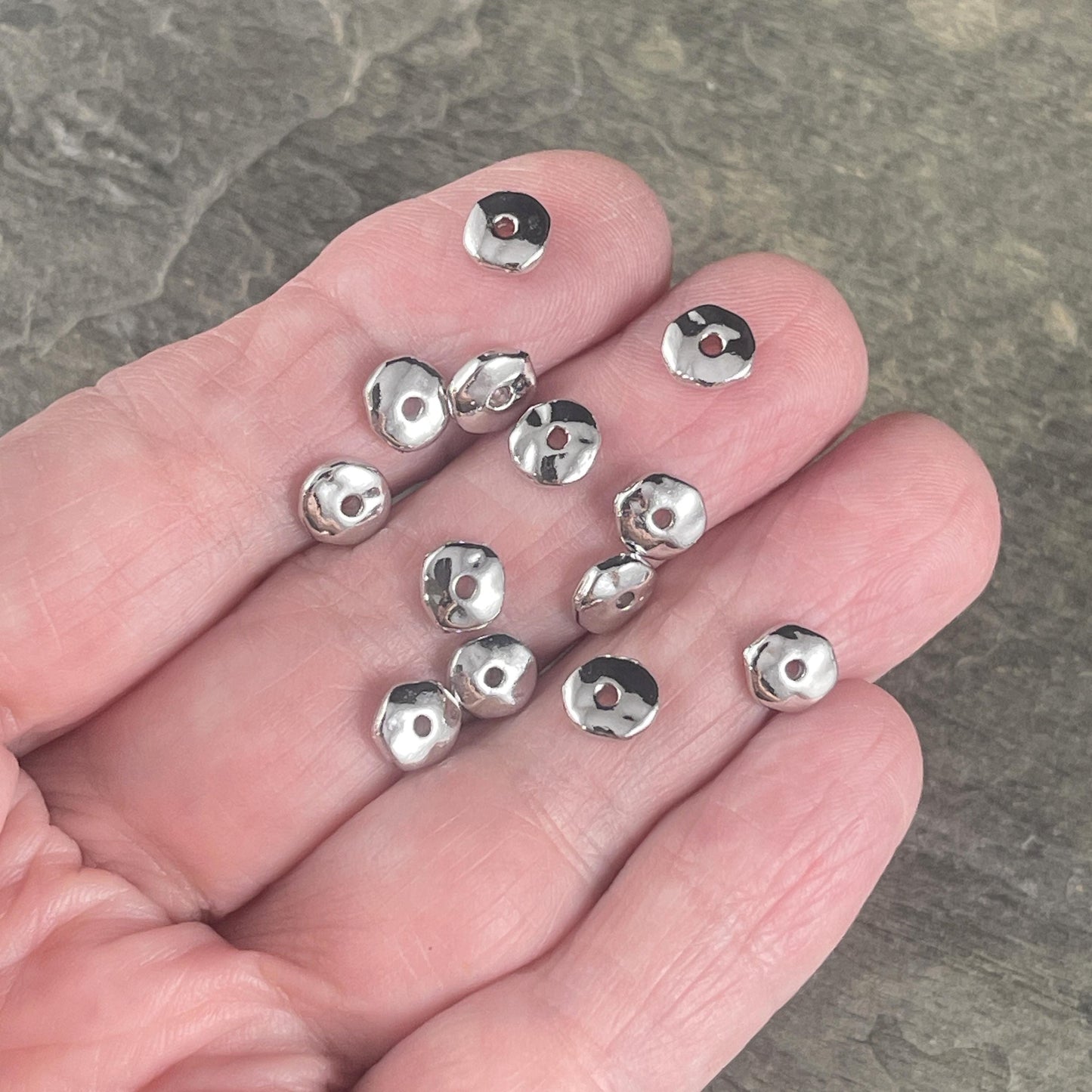 TierraCast 7mm Nugget Rondelle, White Bronze Plated Organic Nugget Spacer Beads (PF/399-28) * Qty. 20