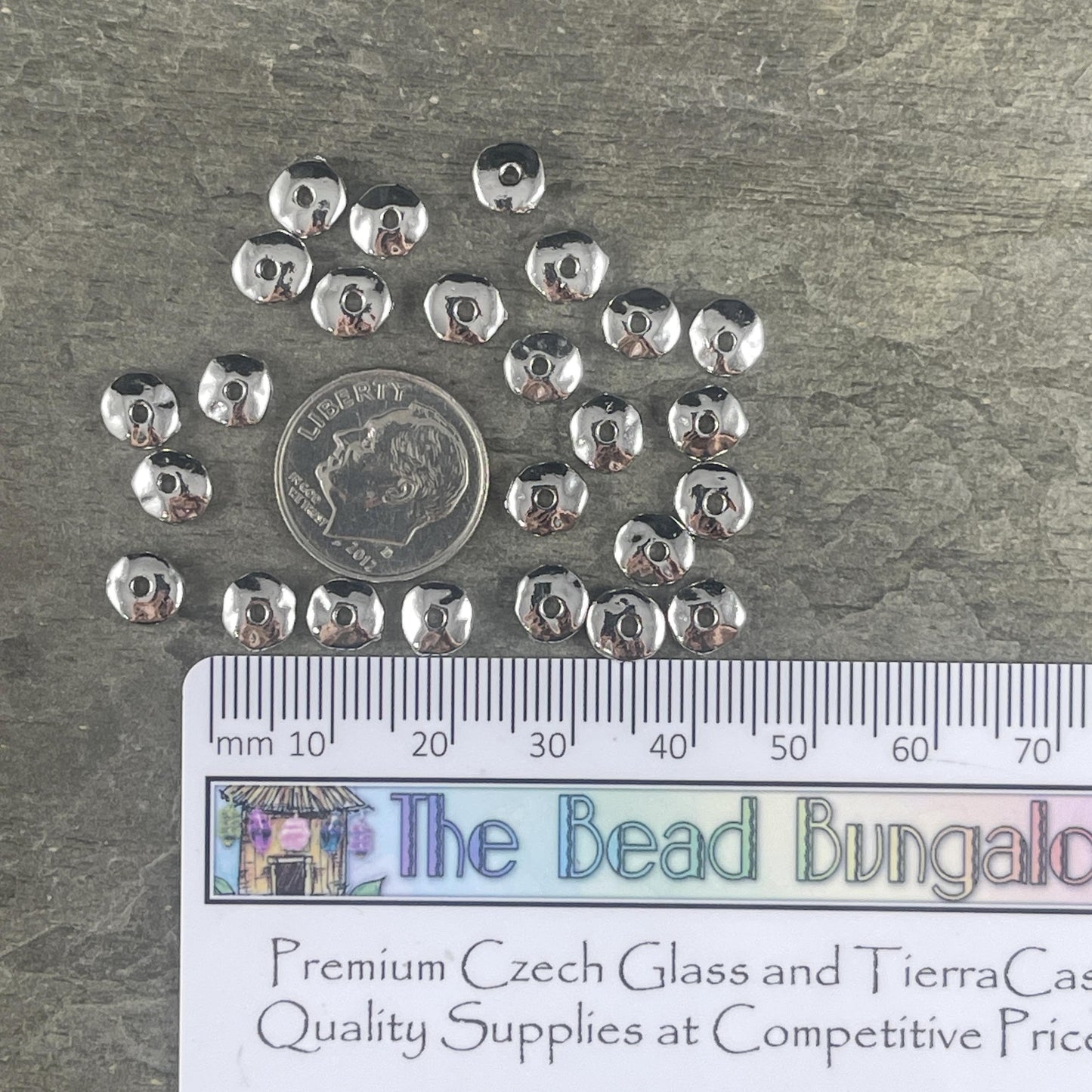TierraCast 7mm Nugget Rondelle, White Bronze Plated Organic Nugget Spacer Beads (PF/399-28) * Qty. 20