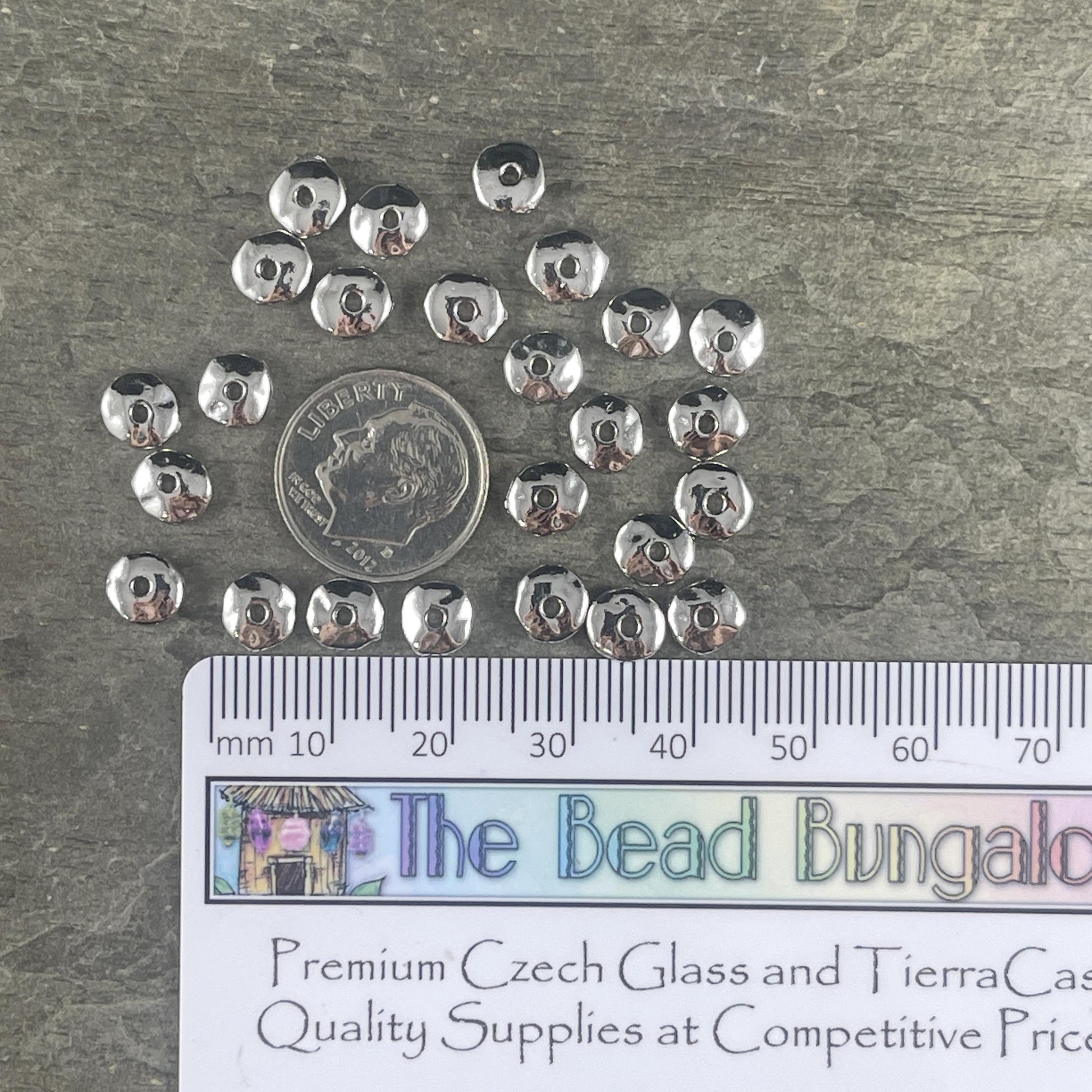 TierraCast 7mm Nugget Rondelle, White Bronze Plated Organic Nugget Spacer Beads (PF/399-28) * Qty. 20