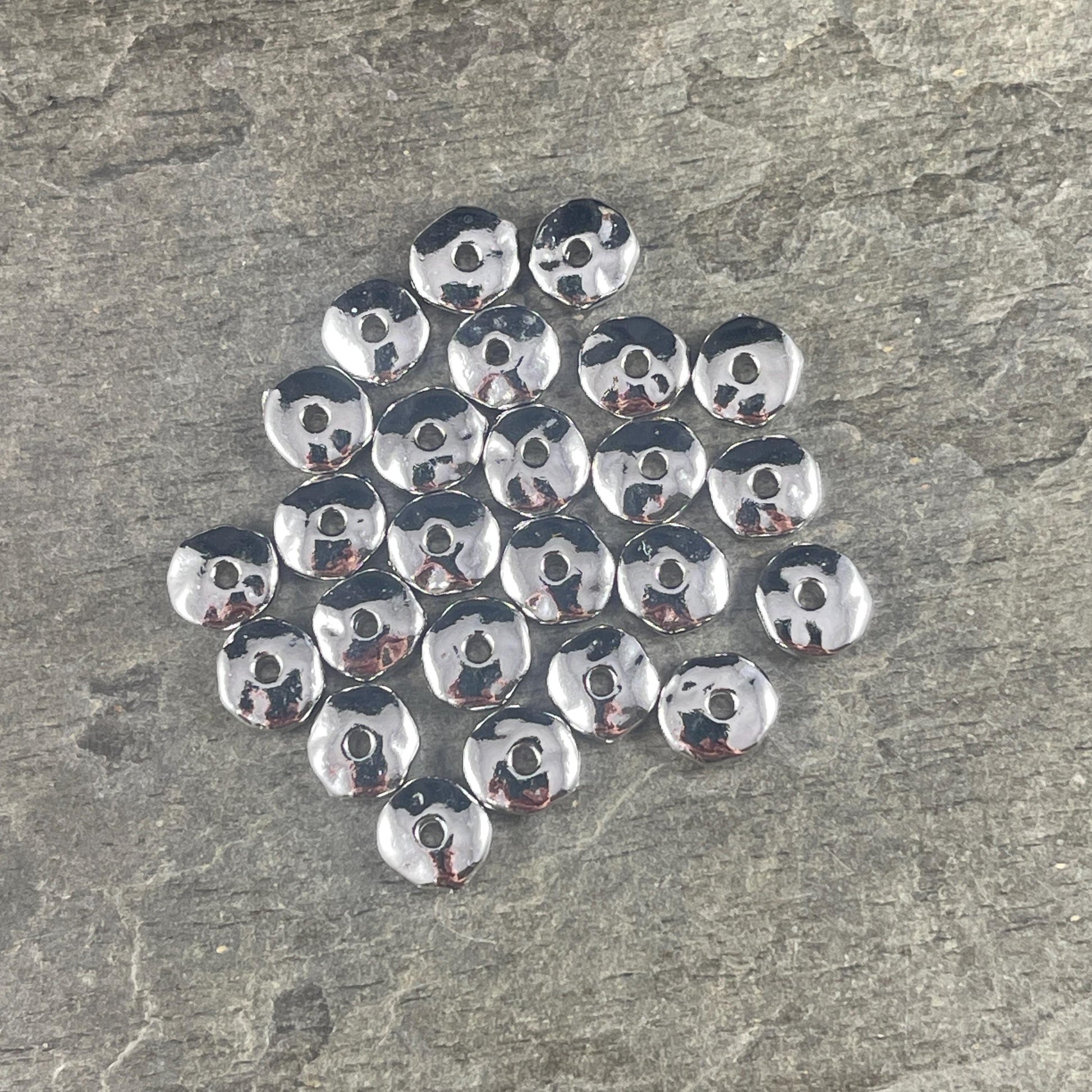 TierraCast 7mm Nugget Rondelle, White Bronze Plated Organic Nugget Spacer Beads (PF/399-28) * Qty. 20