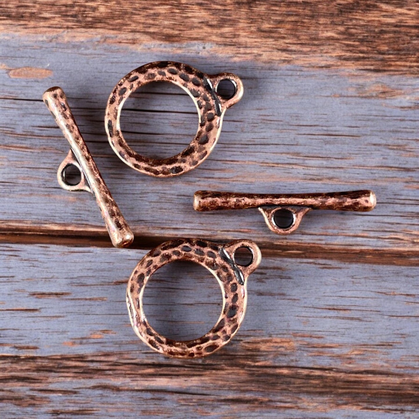 TierraCast Craftsman Clasp, 17mm Textured Antiqued Copper Toggle Clasp, Antiqued Copper Plated Nickel Free (PF/971-87) * Qty. 2