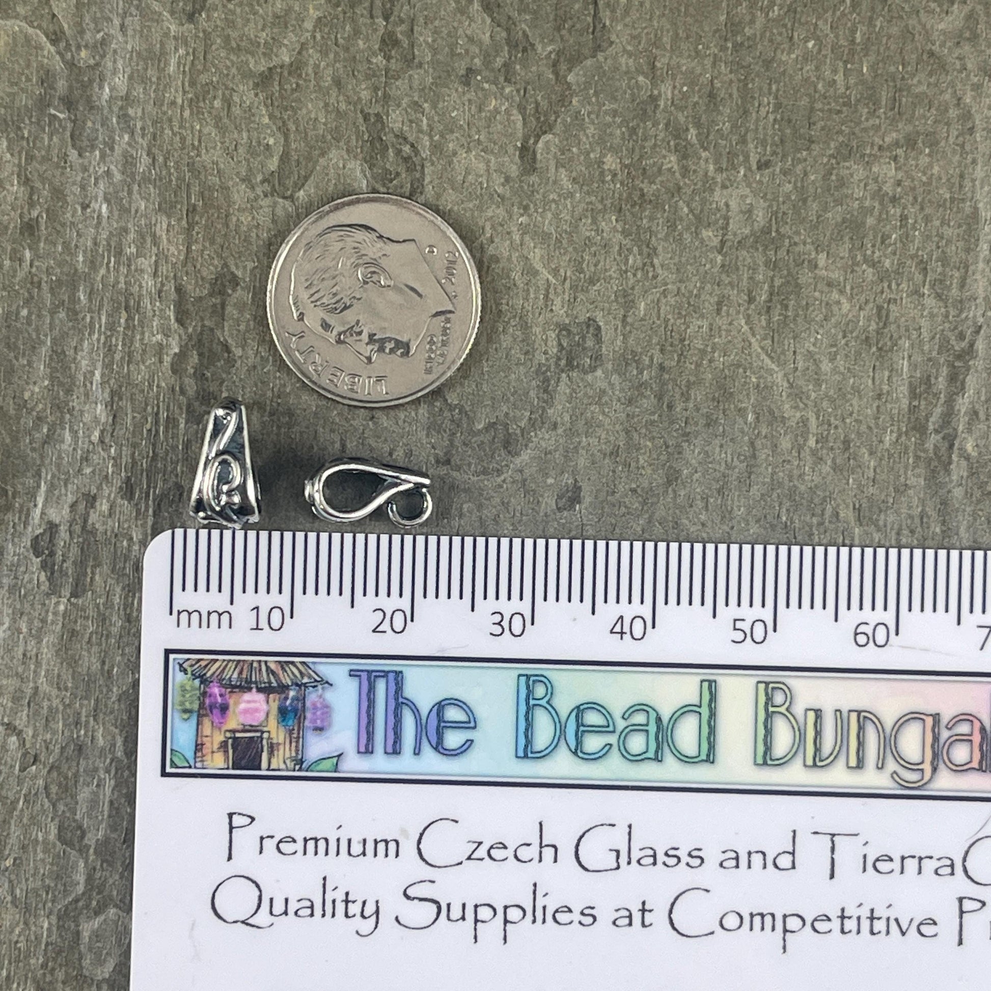 Silver Hidden Loop Bail, 10x5mm Antiqued Silver Plated Brass Bail with 3.5mm opening (FMG/7580) * Qty. 1