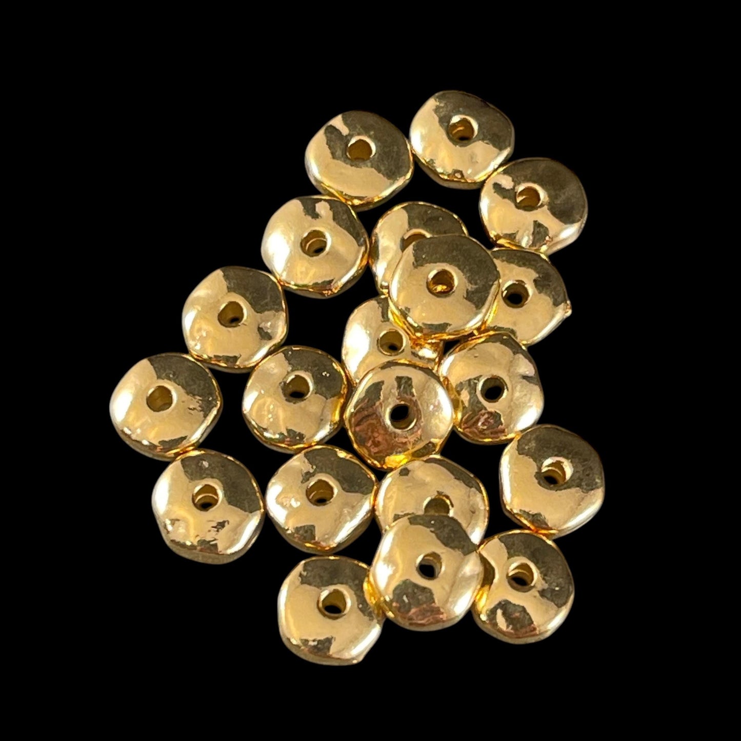 TierraCast 7mm Nugget Rondelle, 24k Gold Plated Organic Rondelle Spacer Beads, Nickel Free (PF/399-12) * Qty. 20