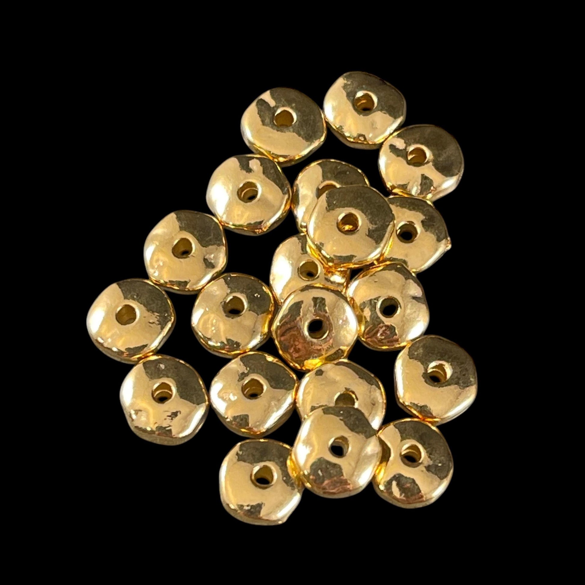 TierraCast 7mm Nugget Rondelle, 24k Gold Plated Organic Rondelle Spacer Beads, Nickel Free (PF/399-12) * Qty. 20