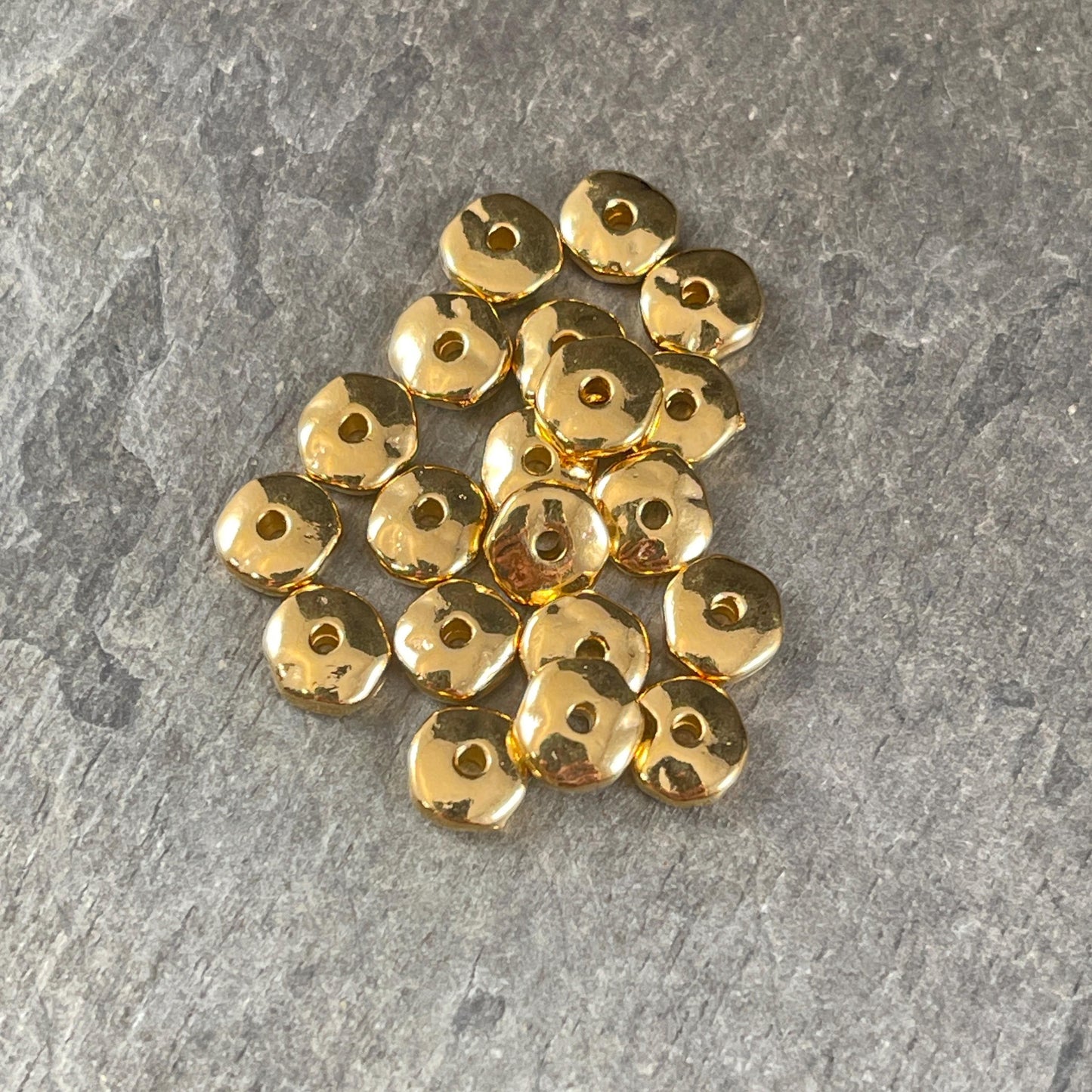 TierraCast 7mm Nugget Rondelle, 24k Gold Plated Organic Rondelle Spacer Beads, Nickel Free (PF/399-12) * Qty. 20
