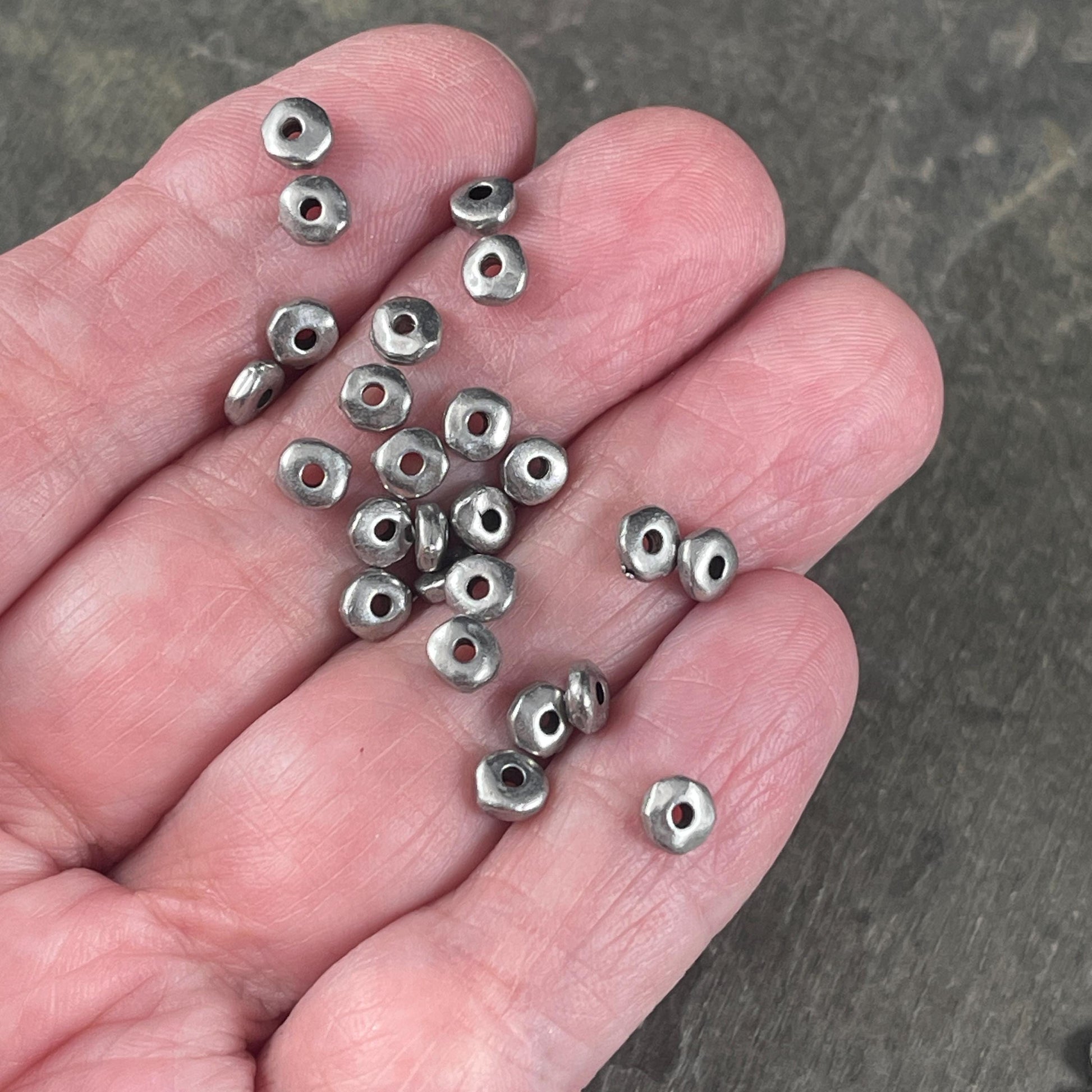TierraCast 5mm Heishi Nugget, Organic Rondelle Spacer, Antiqued Pewter (PF/398-04) * Qty. 30