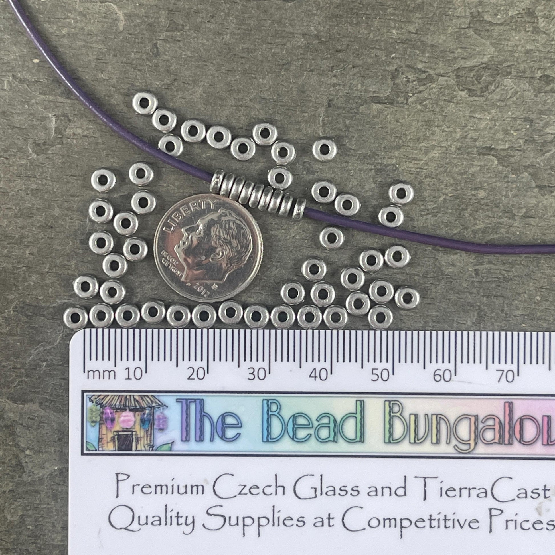 TierraCast 4mm Heishi Rondelle, Small Antiqued Pewter Spacer Bead (PF/401-04) * Qty. 50