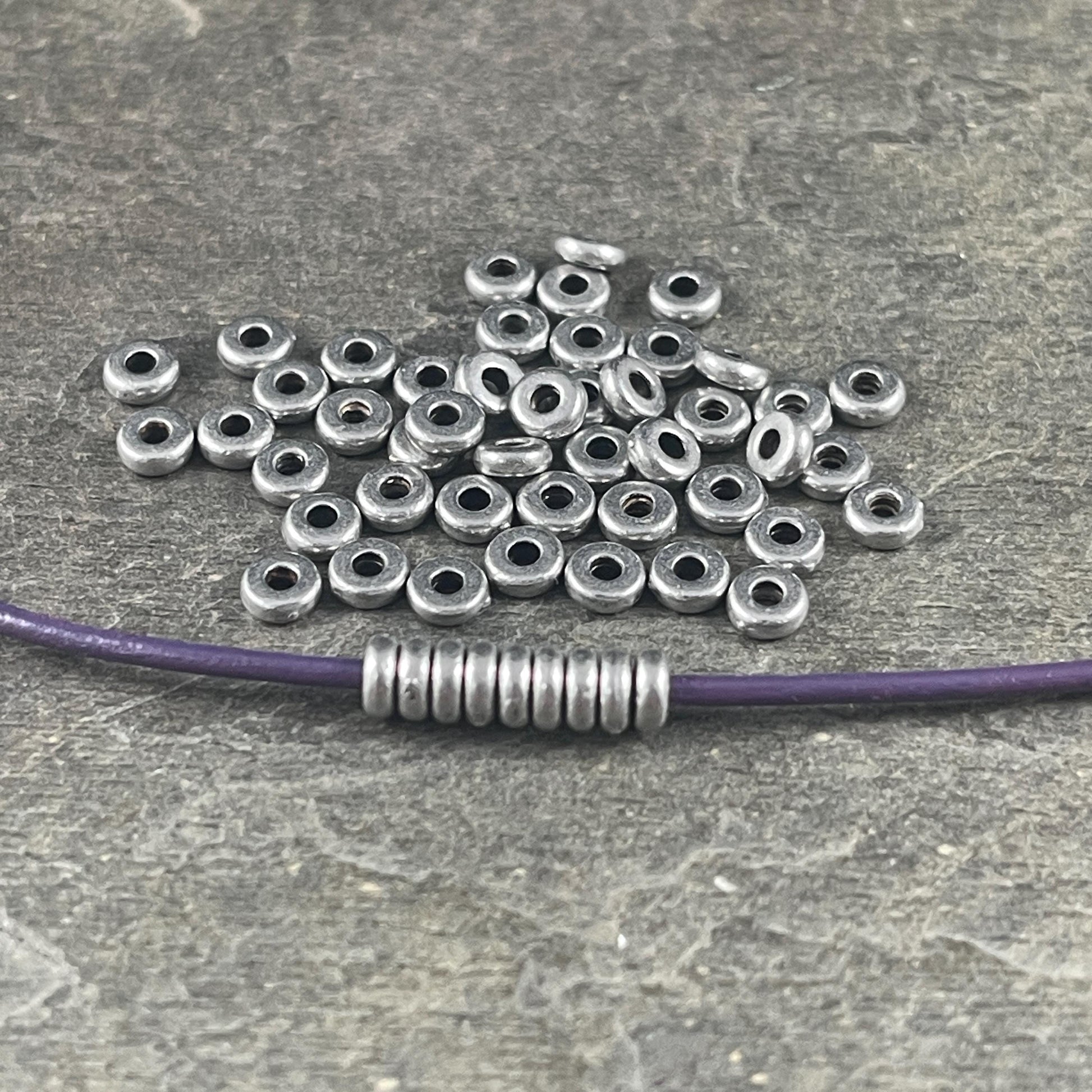 TierraCast 4mm Heishi Rondelle, Small Antiqued Pewter Spacer Bead (PF/401-04) * Qty. 50