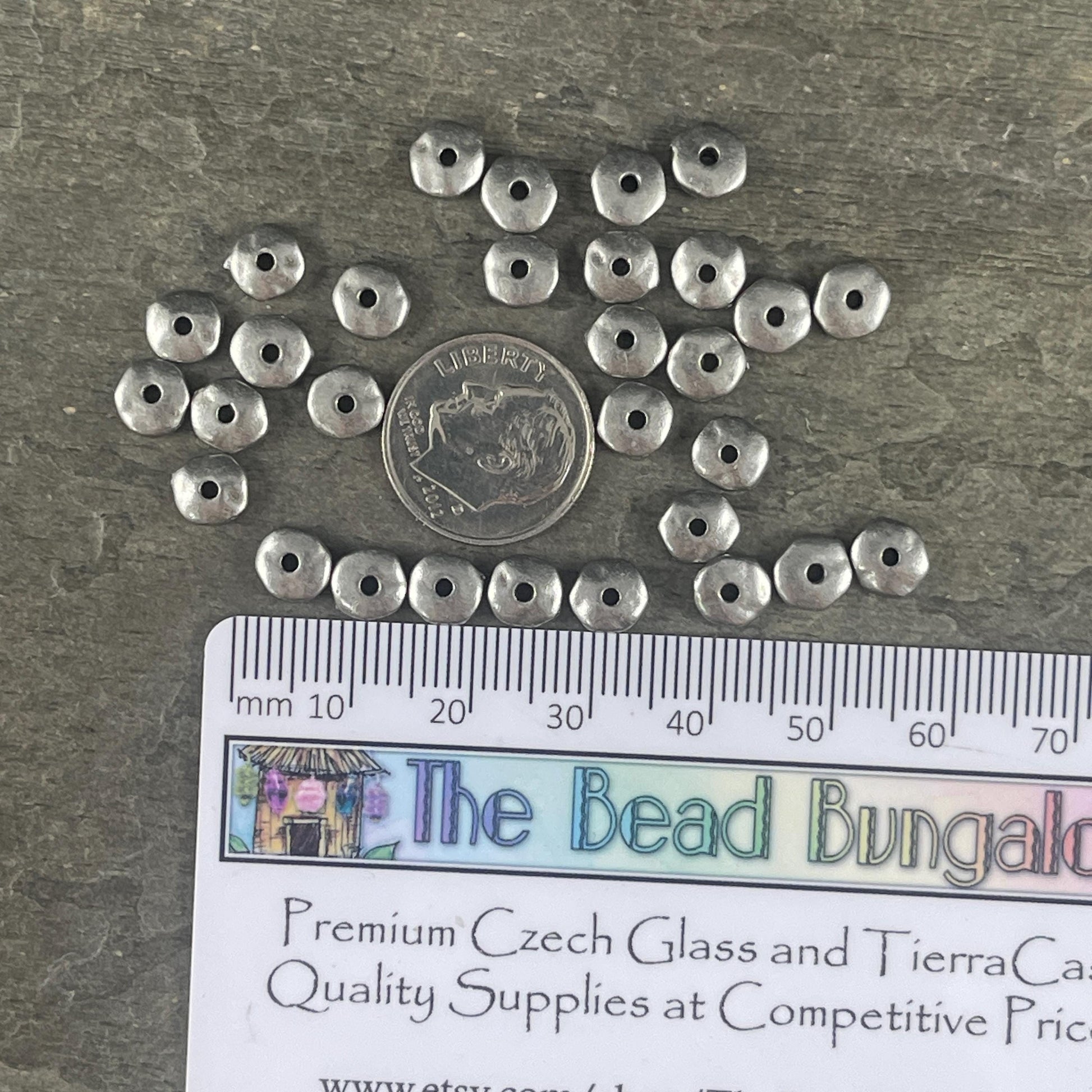 TierraCast 7mm Nugget Rondelle, Antiqued Pewter (PF/399-04) * Qty. 20