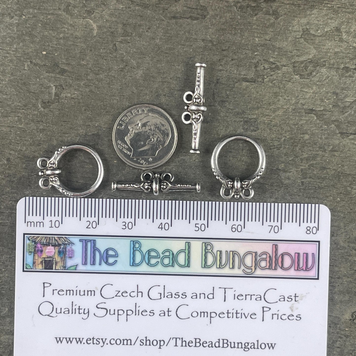 TierraCast Double Strand Heirloom Toggle Clasp, Antiqued Silver Plated Pewter (PF/948-77) * Qty. 2