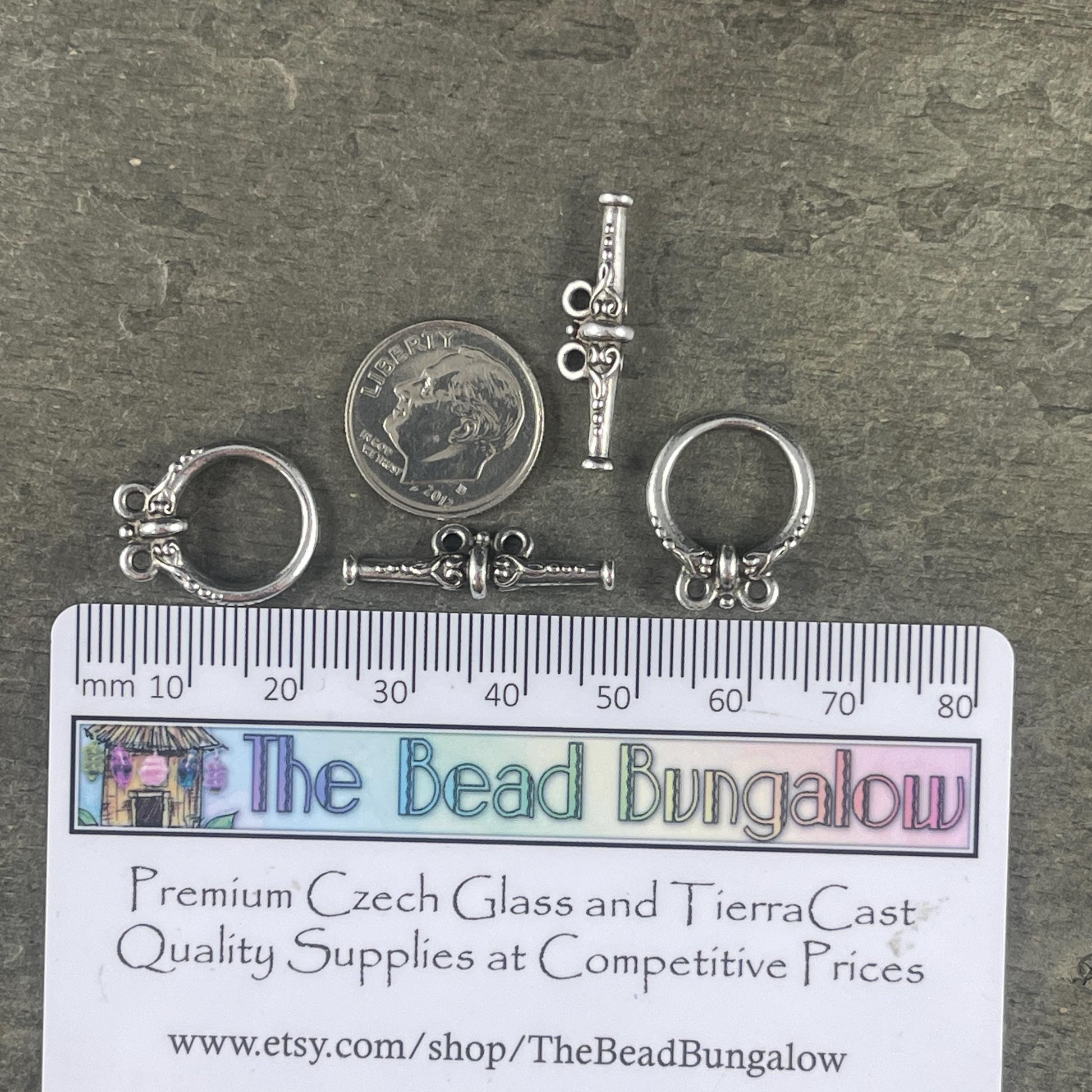 TierraCast Double Strand Heirloom Toggle Clasp, Antiqued Silver Plated Pewter (PF/948-77) * Qty. 2