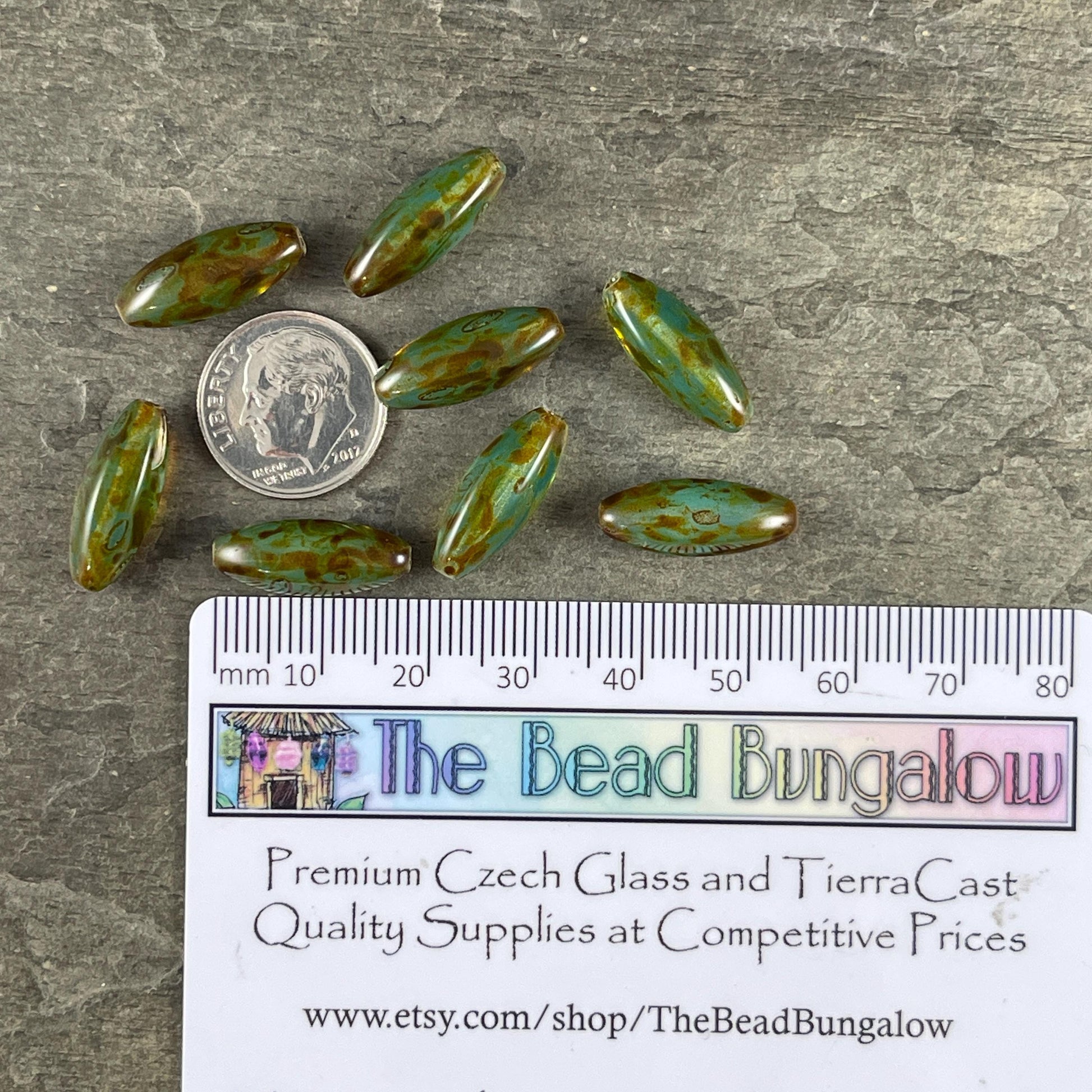 Aqua Picasso Beads, 19mm Oval Czech Glass Beads, Milky Transparent Aqua Green with Picasso Finish * Qty. 8 Beads
