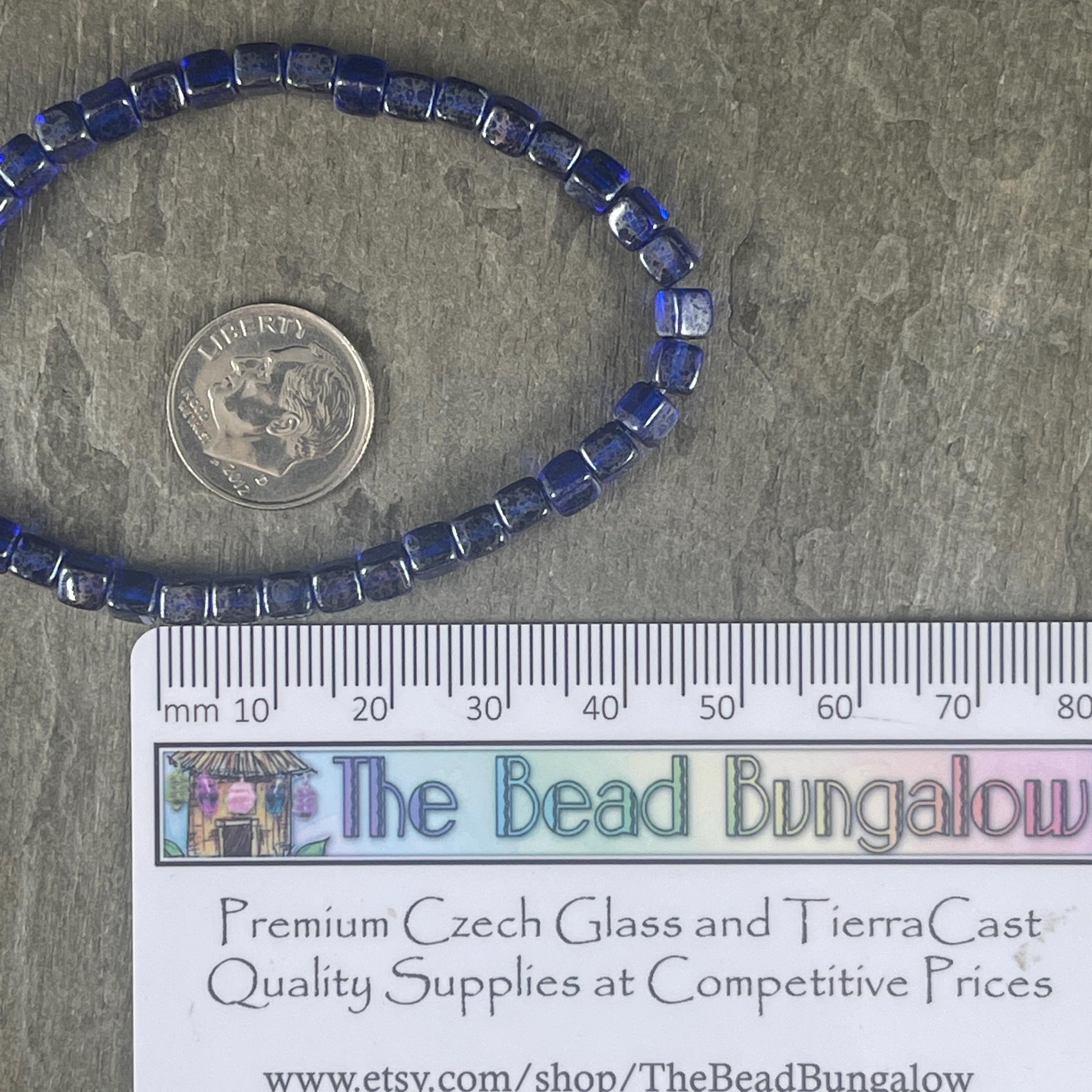 Czech Glass Beads - 4mm Cube, Transparent Cobalt Blue Beads with Silver Finish (CUB/N-2087) * Qty. 40