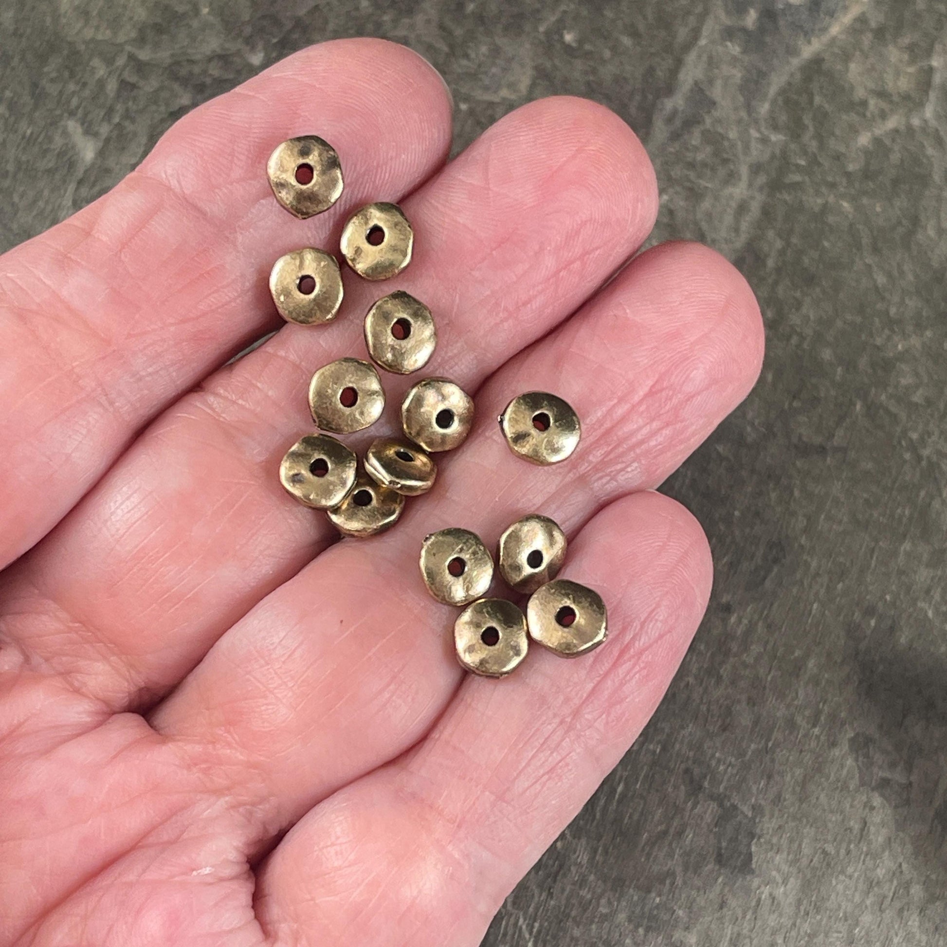 TierraCast 7mm Nugget Rondelle, Antiqued Brass Plated Organic Nugget Spacer Beads (PF/399-57) * Qty. 20
