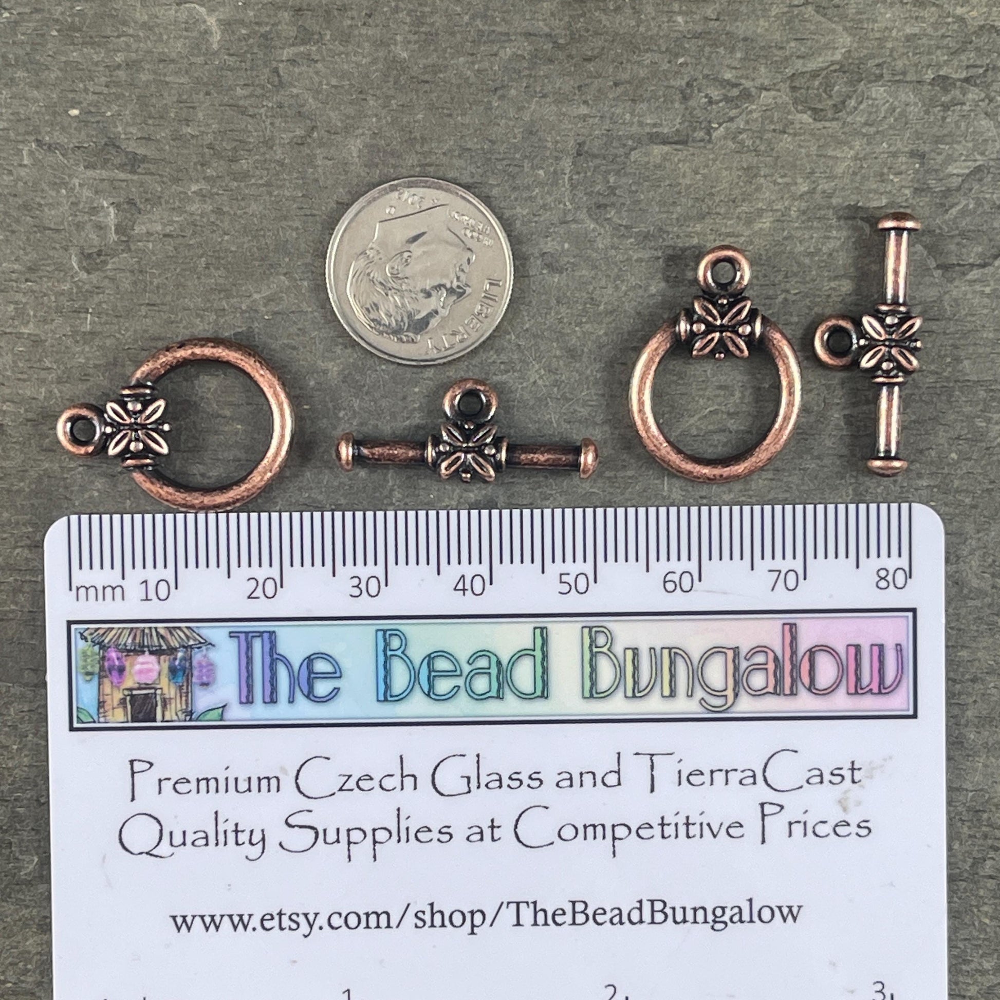 TierraCast Toggle Clasp, Large Leaf Design Toggle, Antiqued Copper Clasp (PF/942-87) * Qty. 2