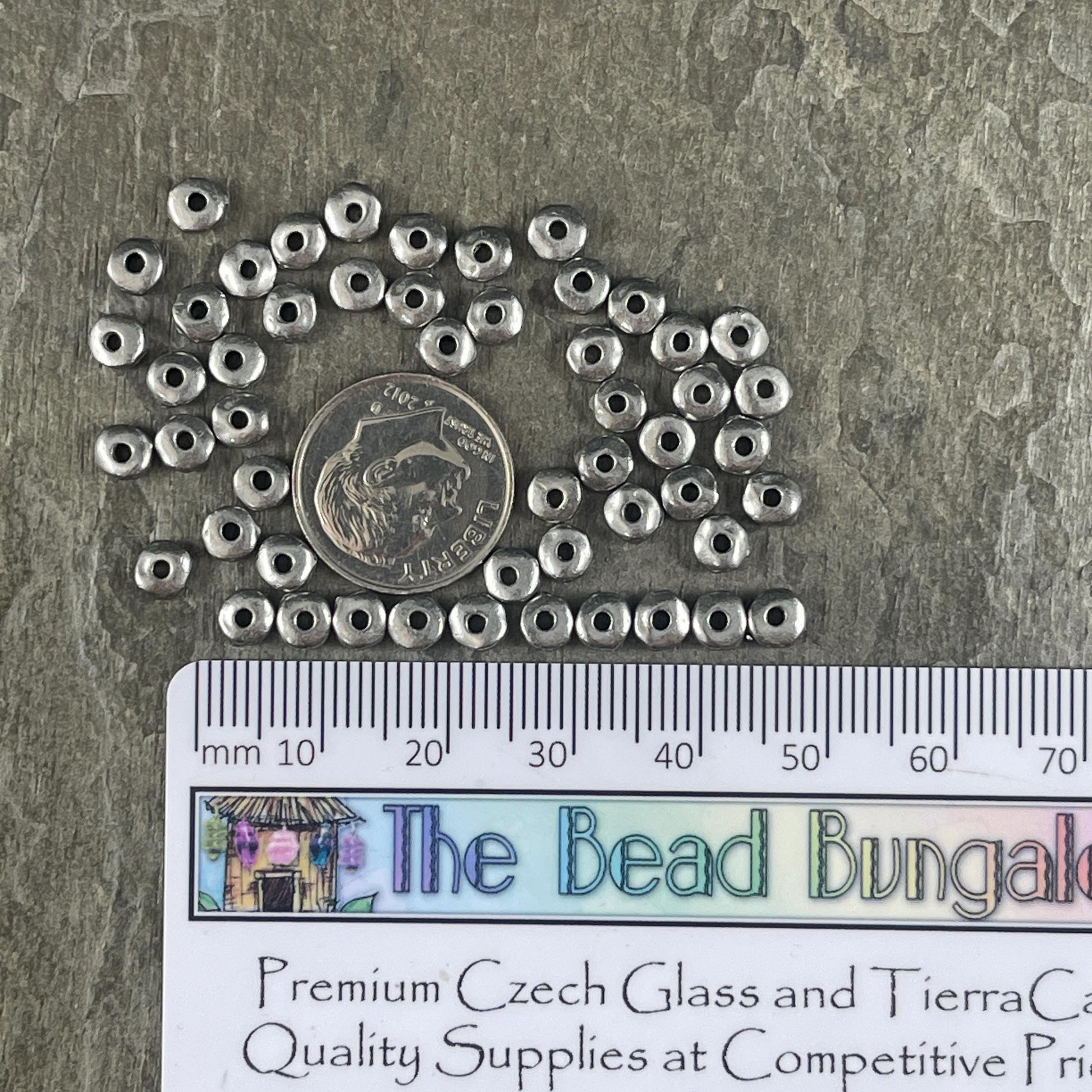 TierraCast 5mm Heishi Nugget, Organic Rondelle Spacer, Antiqued Pewter (PF/398-04) * Qty. 30