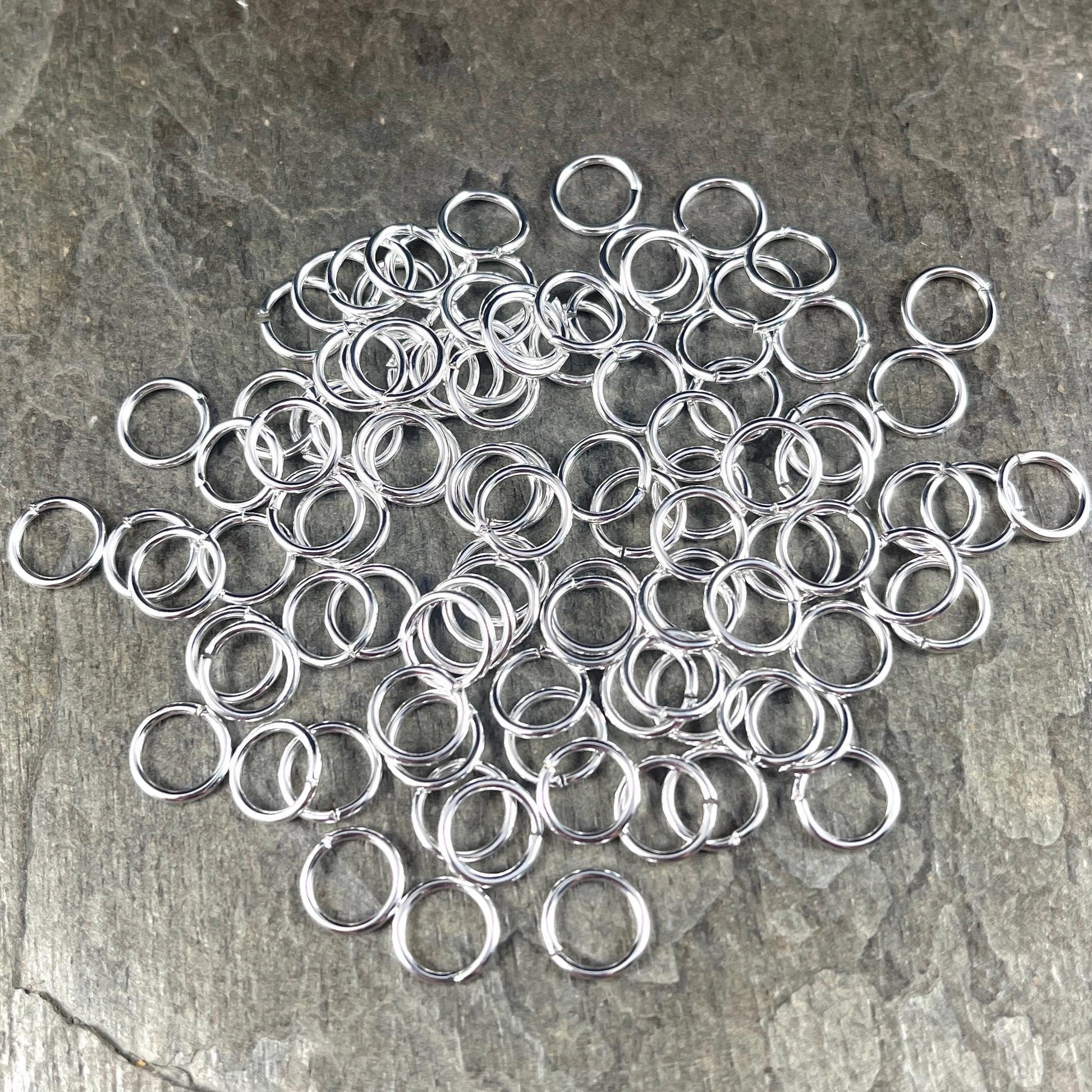 8mm Round Jump Rings, 18g Open, Silver Plated Brass (FMG/5001) * Qty. 100