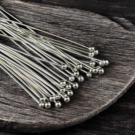 Antiqued Silver Ball Headpins ~ 2 1/4" 22g Ball Headpins ~ Platinum Plated Brass Head Pins (PH-BHP-P) * Qty. 100